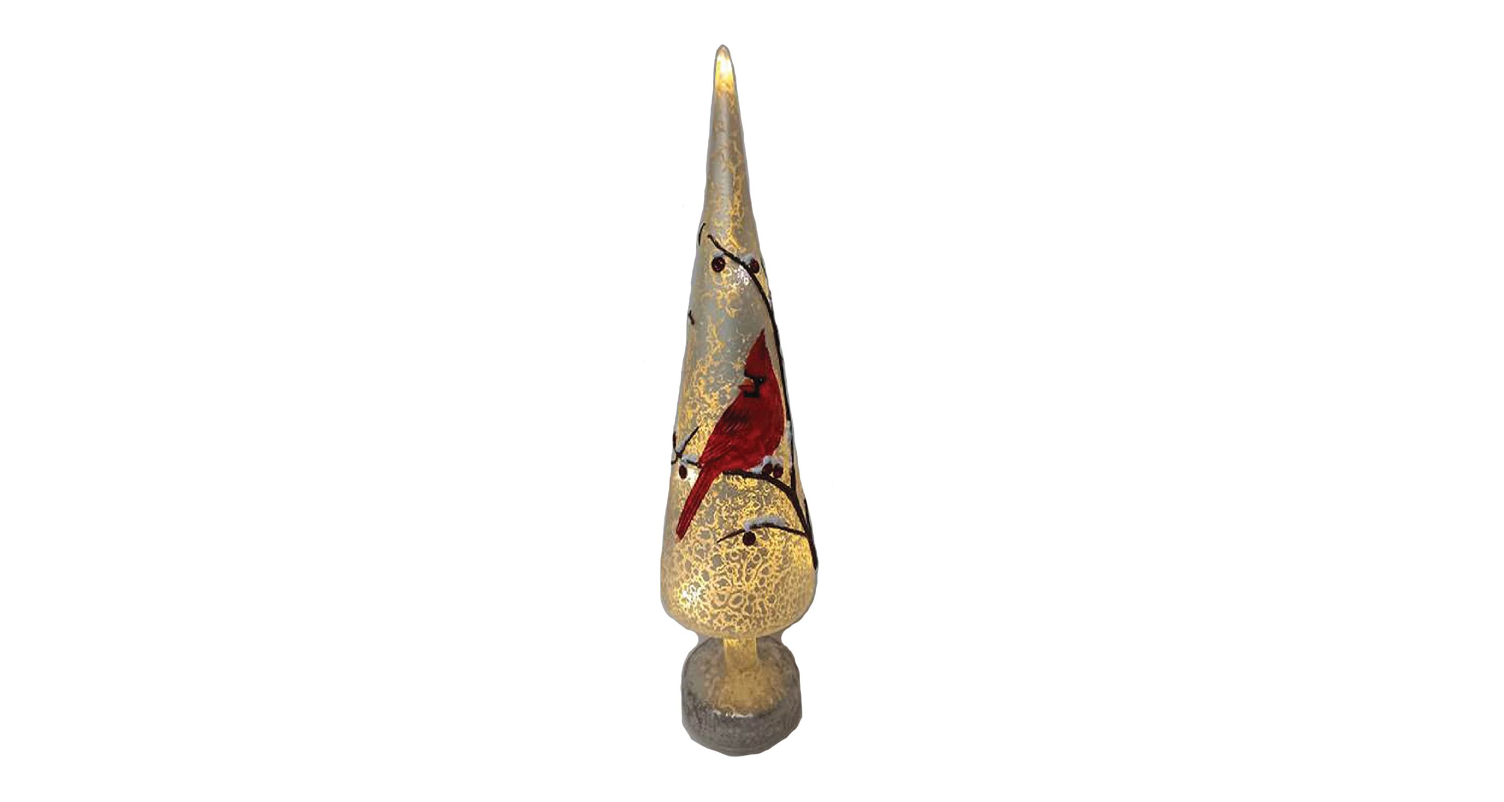 16 inch Glass LED Cardinal Tree