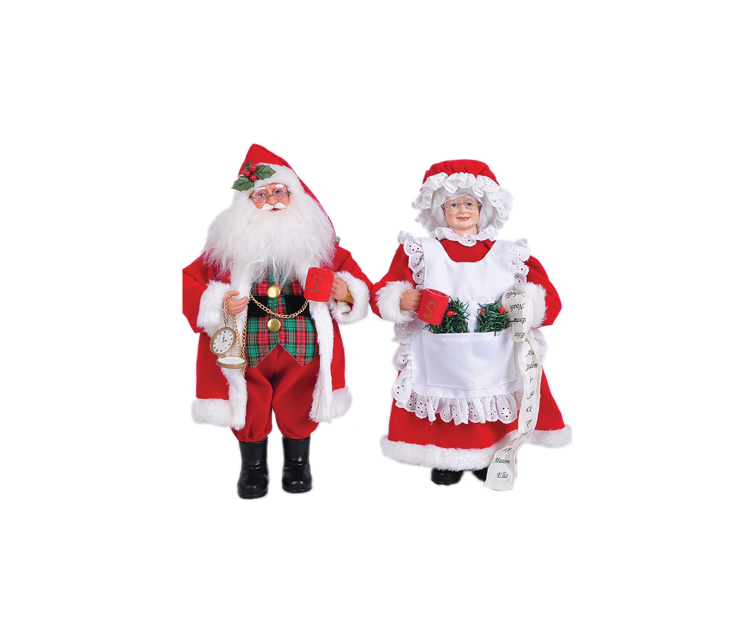 15-in.L MR. and Mrs. Claus ,Set Of 2
