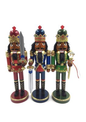 Set of 3 15 Inch African American Bejeweled King Nutcrackers
