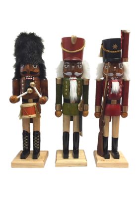 14 Inch Natural Wood African American Nutcracker Set