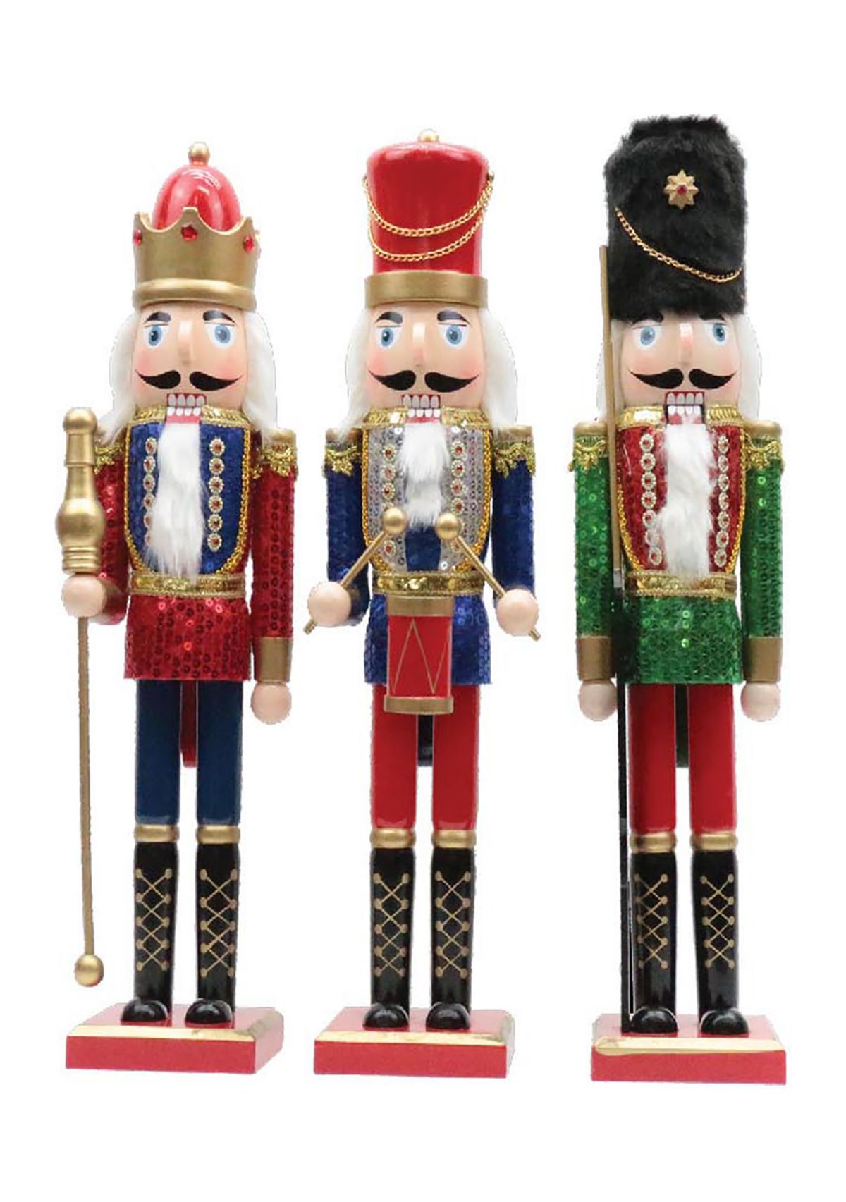 15 Inch Assorted Sequin Nutcrackers - Set of 3 