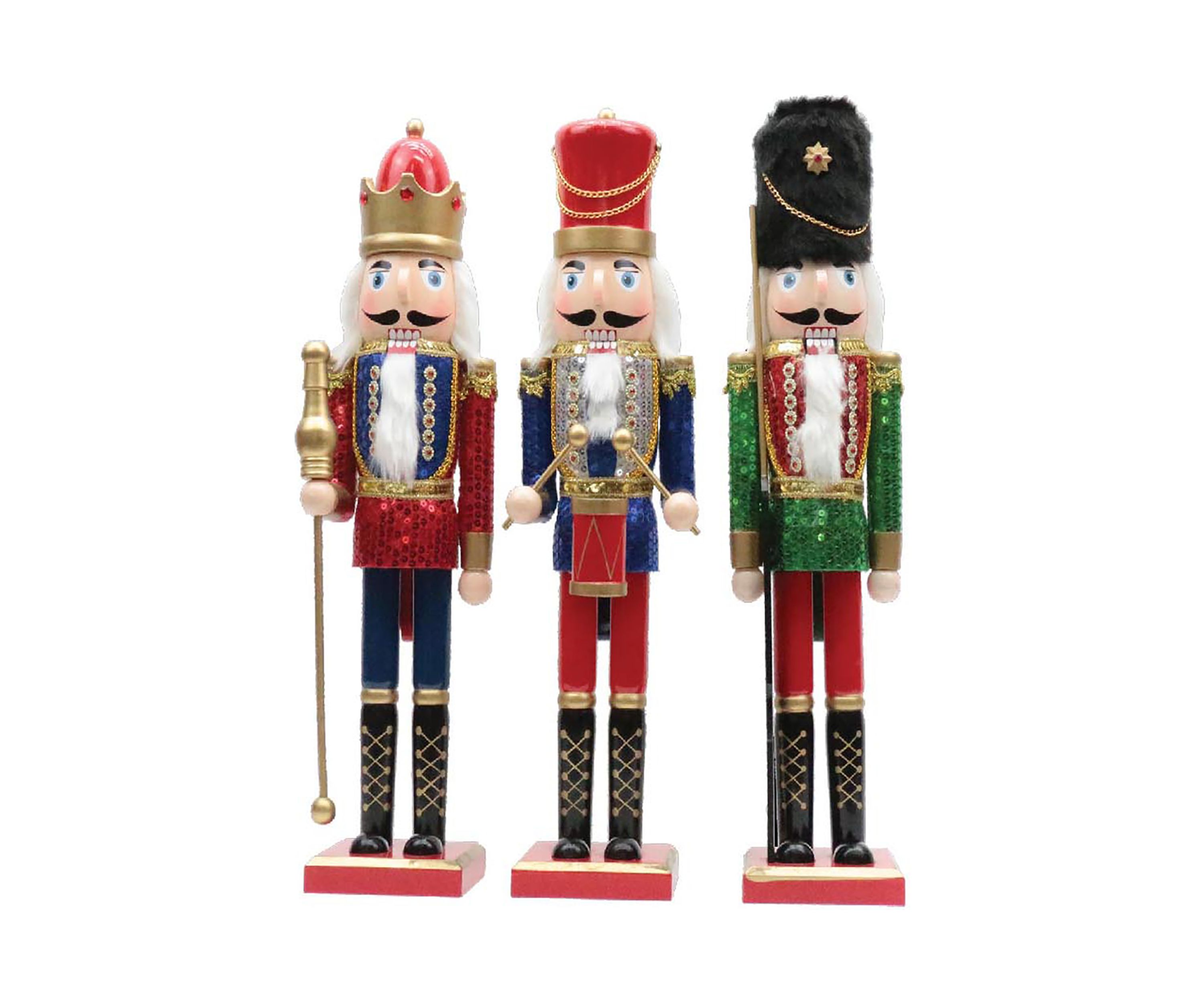 15 Inch Assorted Sequin Nutcrackers - Set of 3 