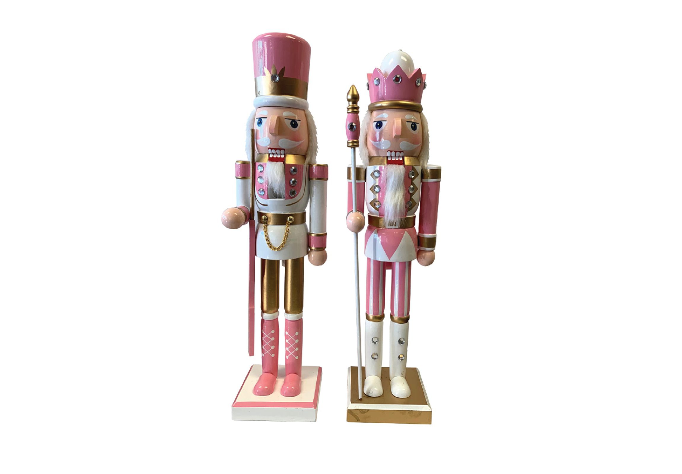 14 inch Pink and Gold Nutcrackers, Set of 2