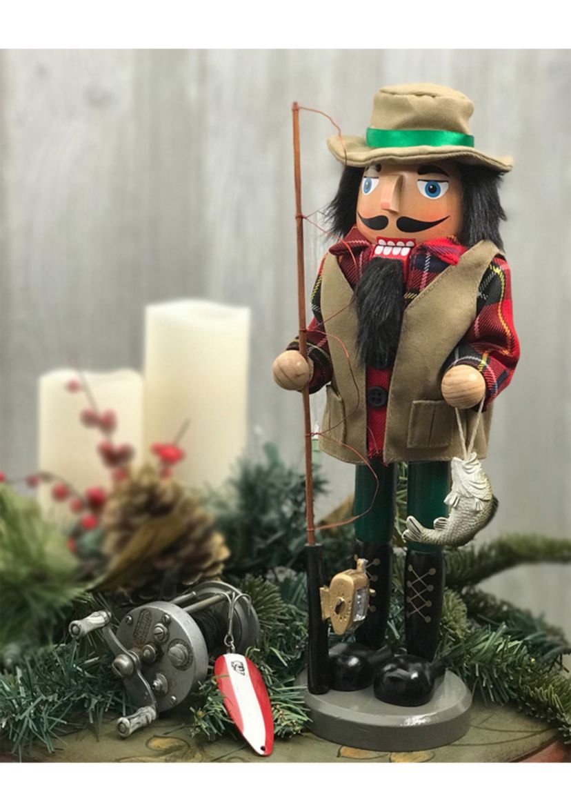14" Bass Fisherman Nutcracker