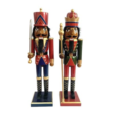 24 inch Black King & Guard Nutcracker, Set of 2