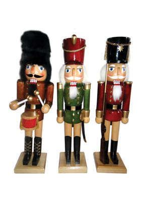 14 Inch Set of 3 Natural Wood Nutcrackers