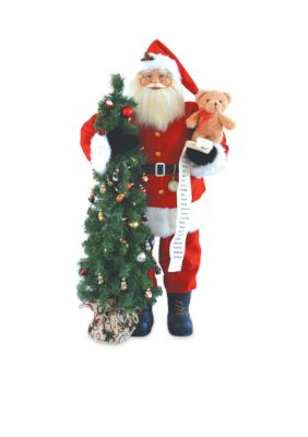 Santa with Teddy Bear and Tree