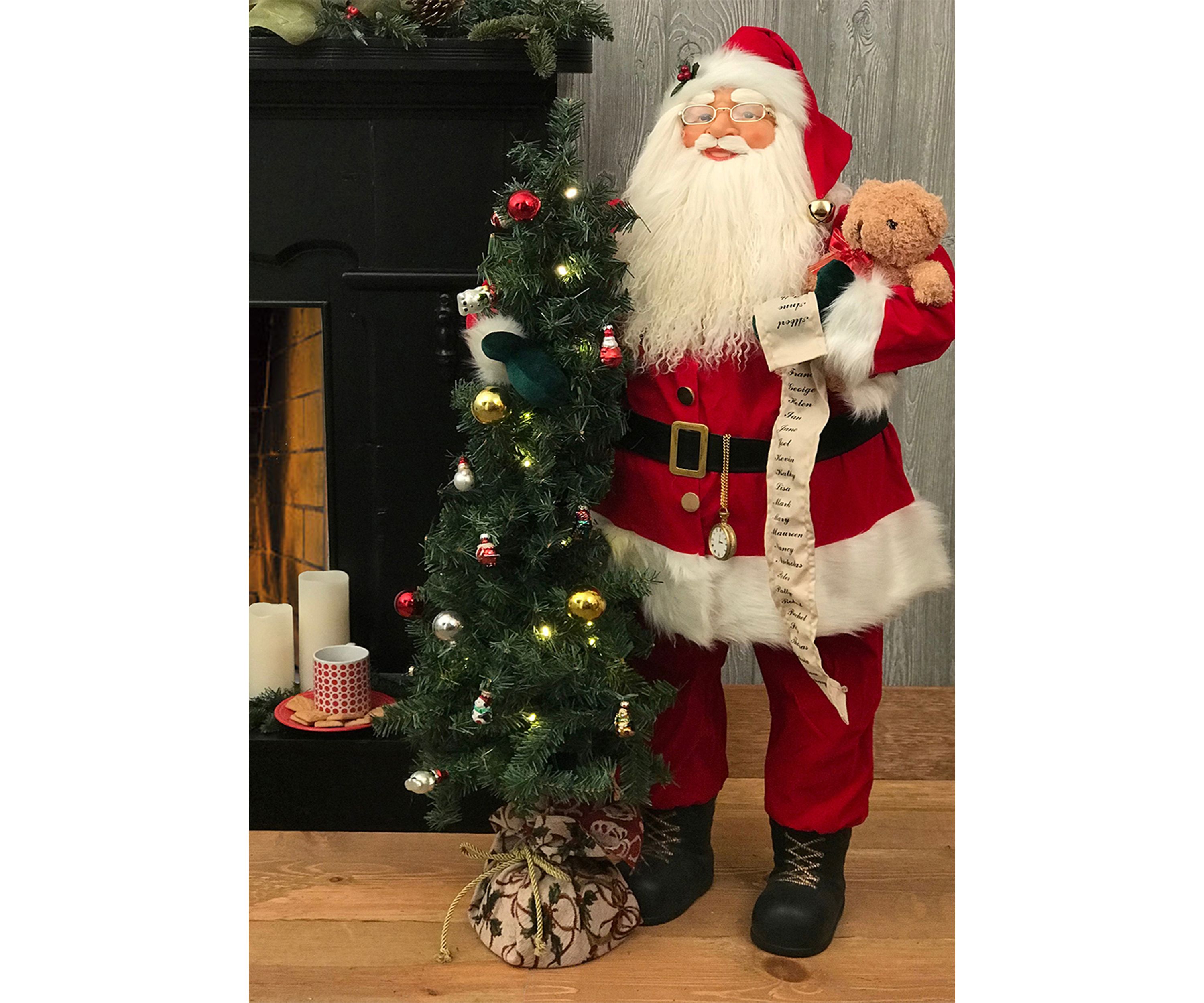 Santa with Teddy Bear and Tree