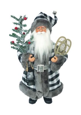 15 Inch White & Black Plaid Claus