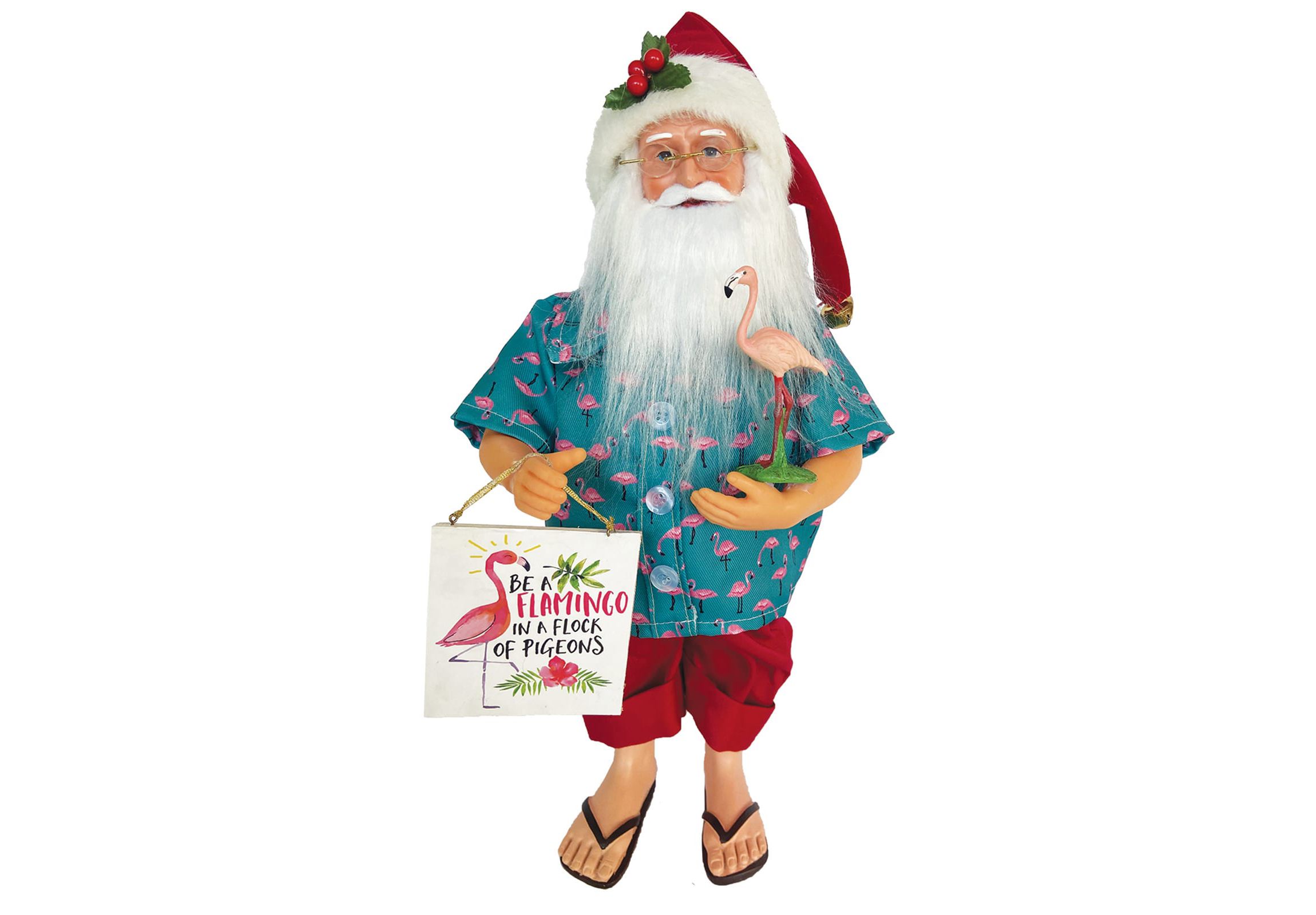 15 inch Flamingo Claus