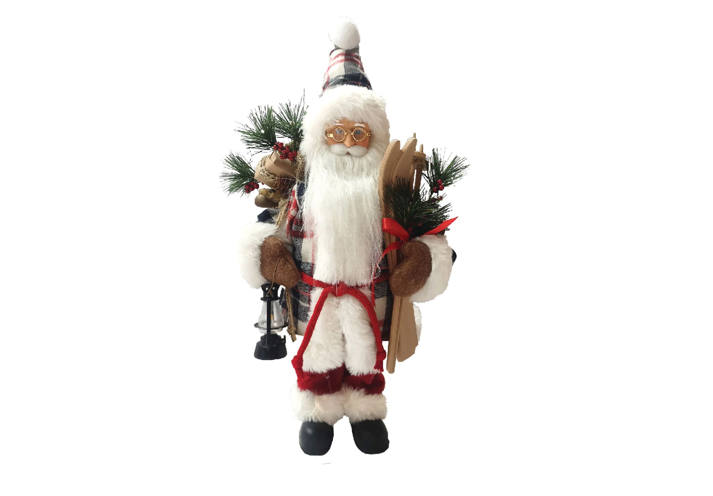 15 inch Plaid Santa with Skis