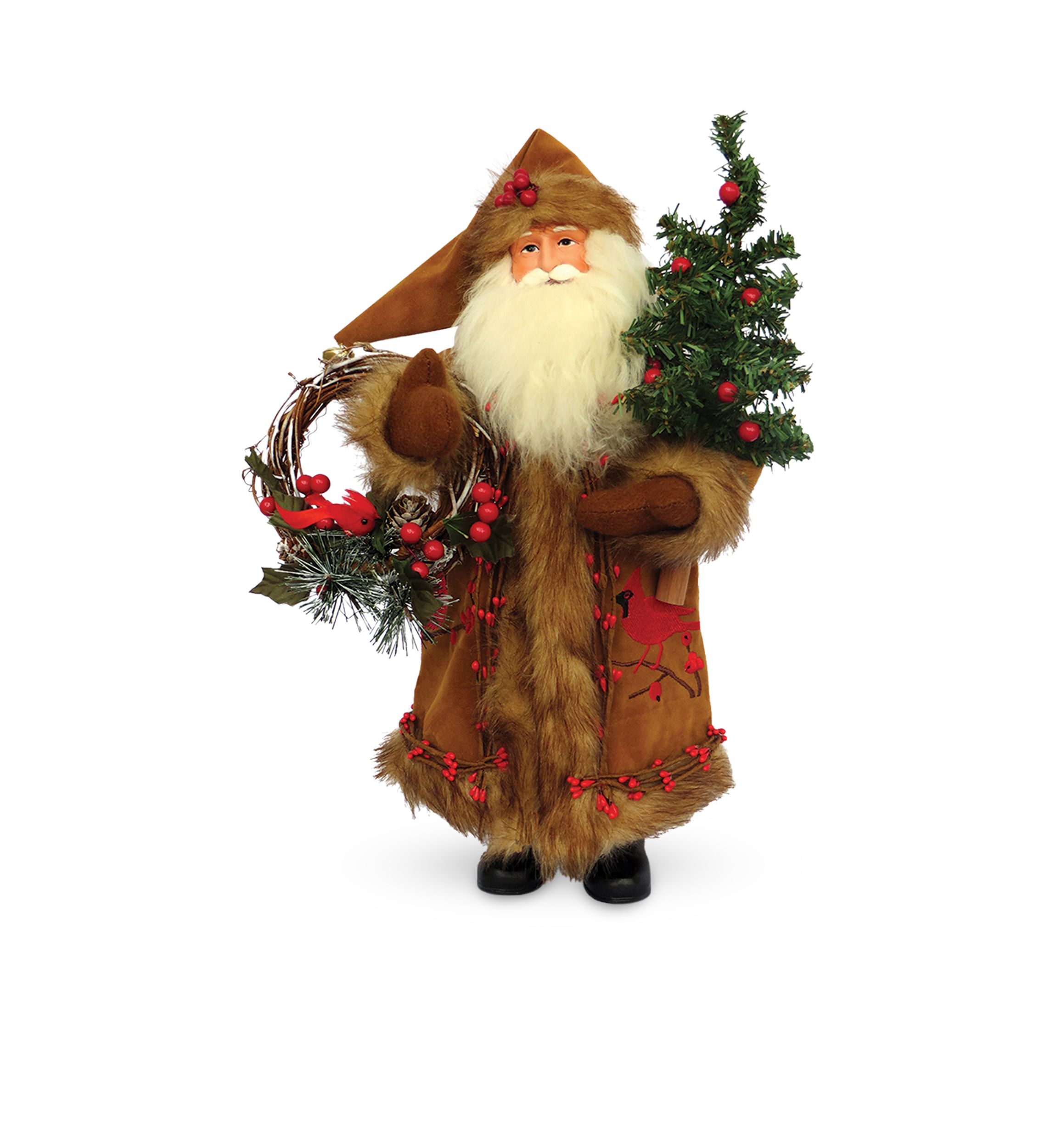 15-inch Cardinal and Berries Santa