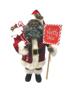Santa with North Pole Sign