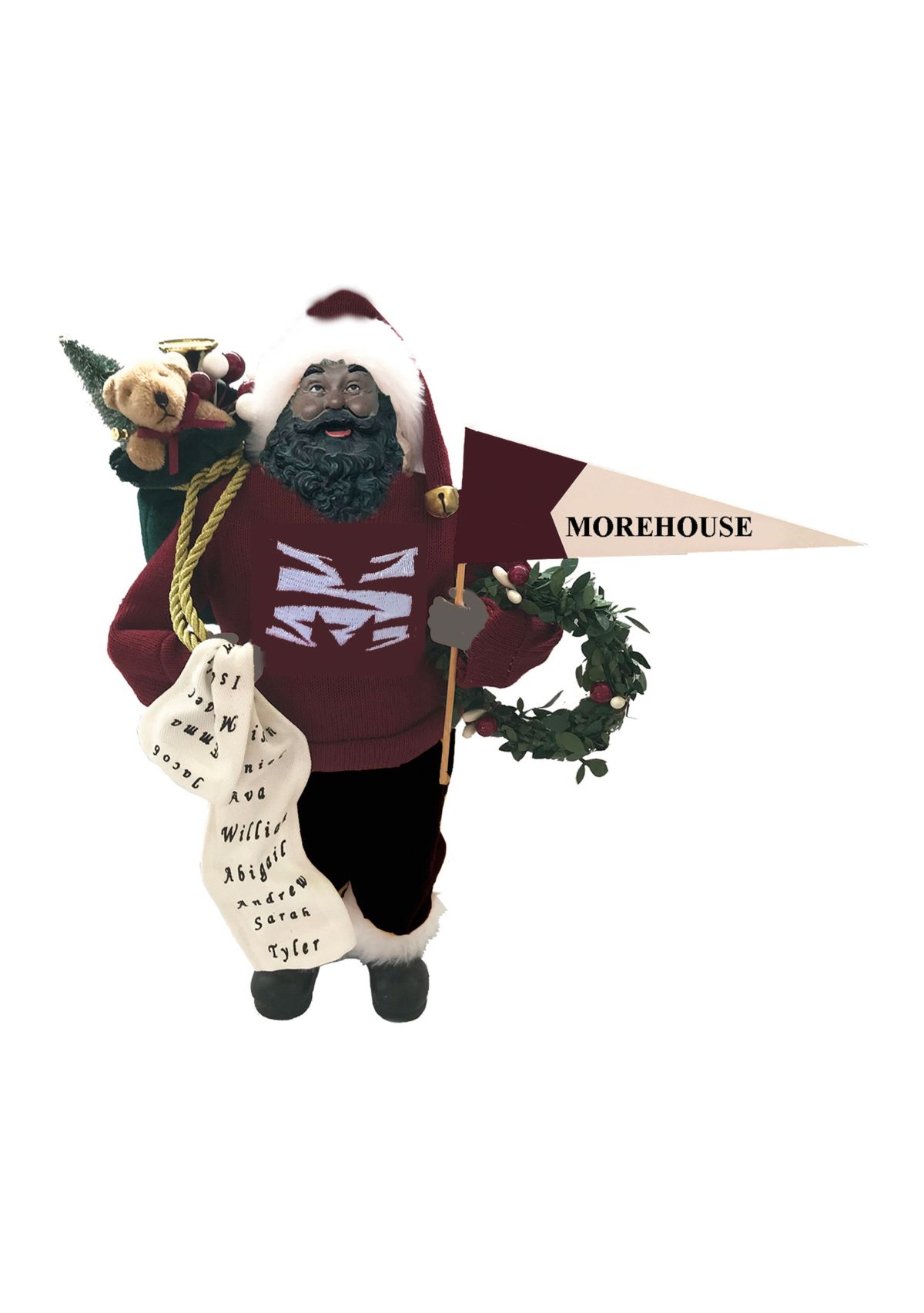 NCAA Morehouse Maroon Tigers Santa Figurine 