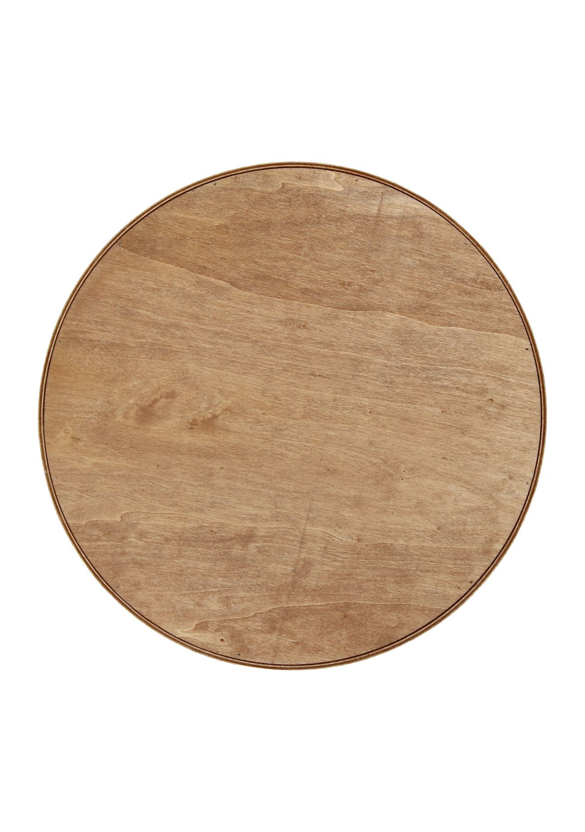 Decorative 13.75" Round Wood Serving Tray w/ Handles
