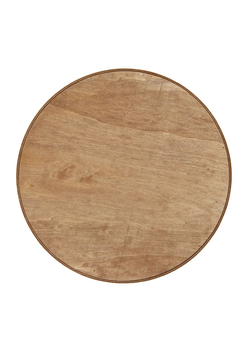 Decorative 13.75" Round Wood Serving Tray w/ Handles