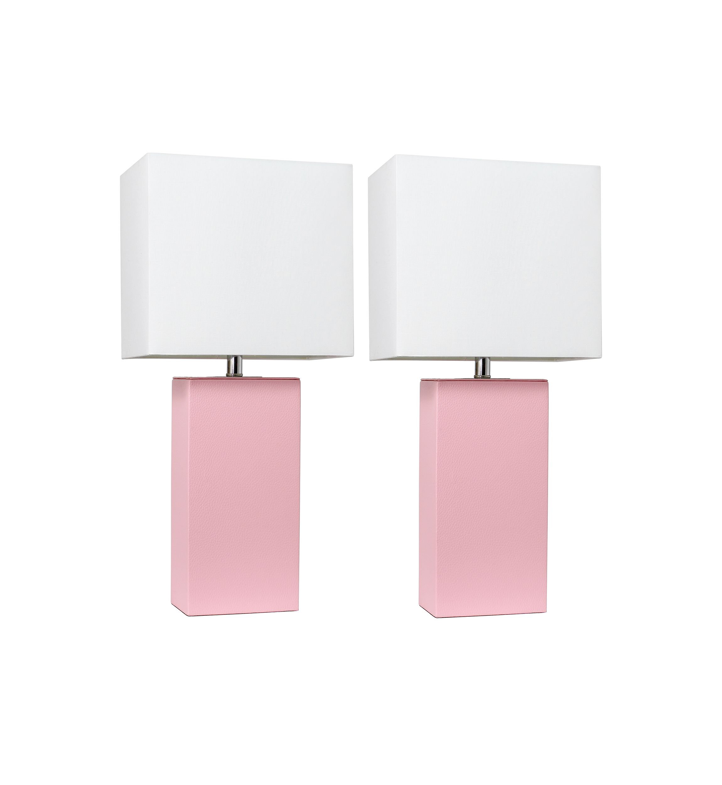 Set of 2 Modern Leather Table Lamps