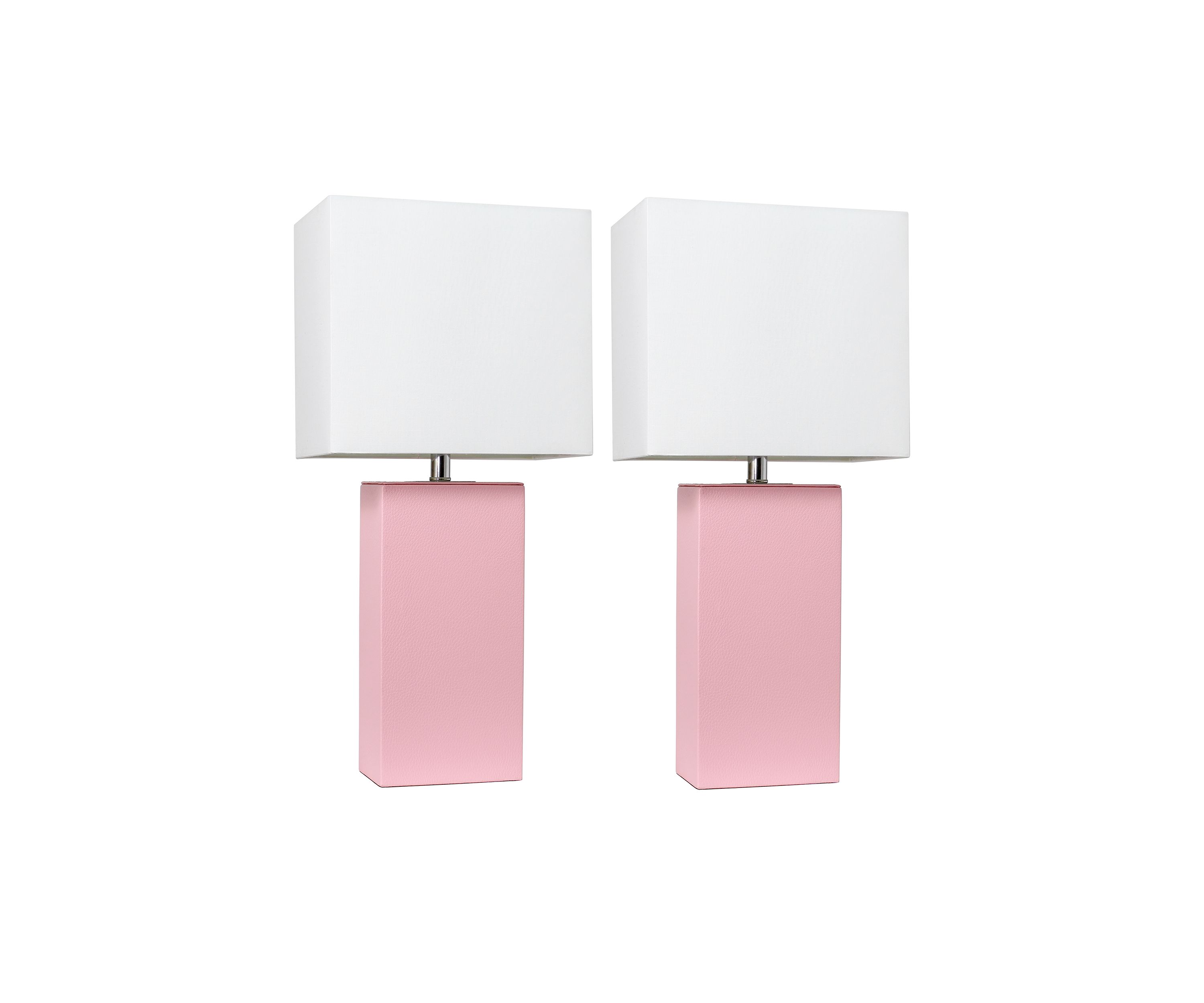 Set of 2 Modern Leather Table Lamps