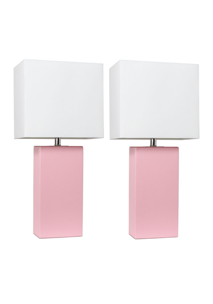 Set of 2 Modern Leather Table Lamps