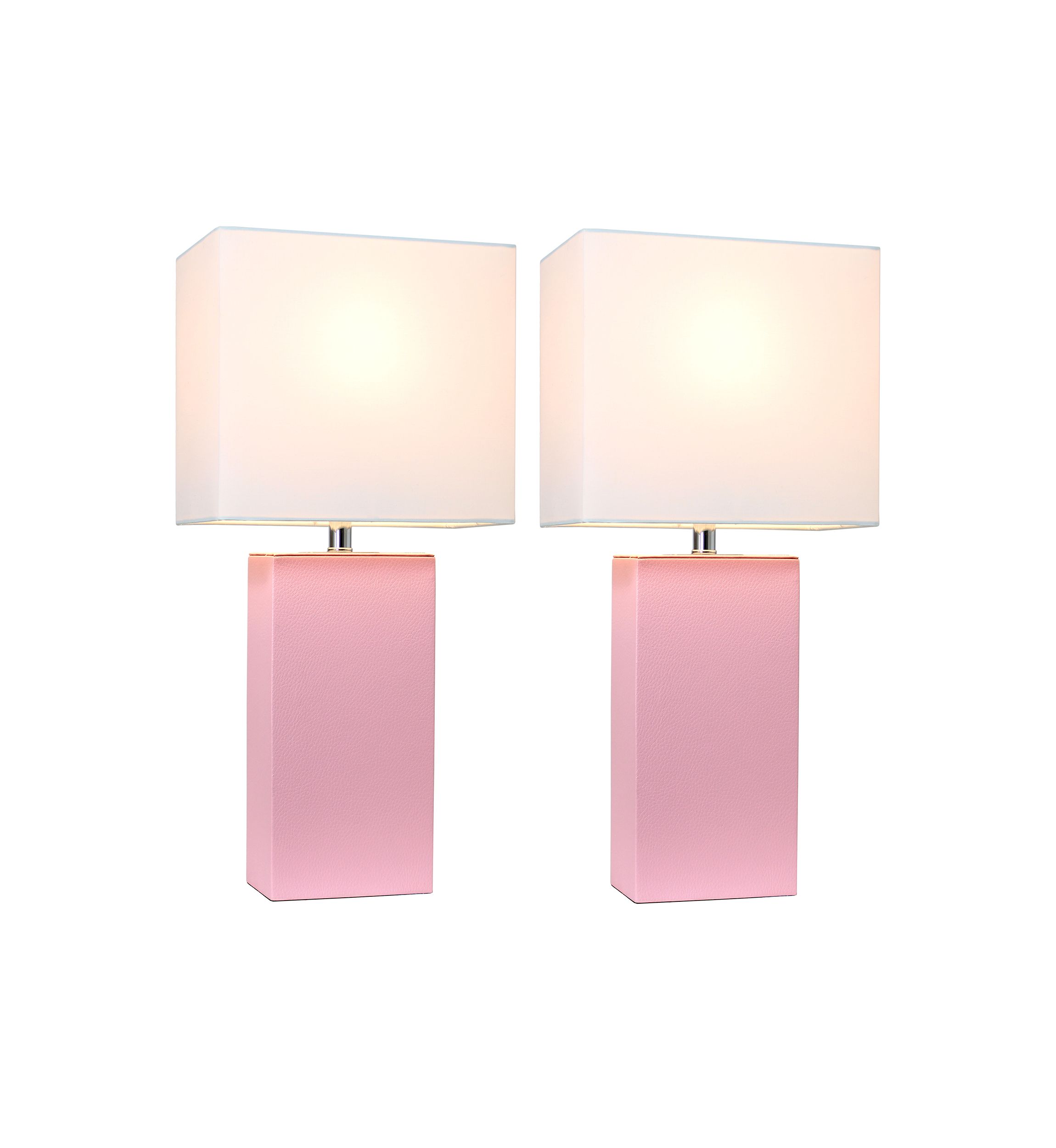 Set of 2 Modern Leather Table Lamps