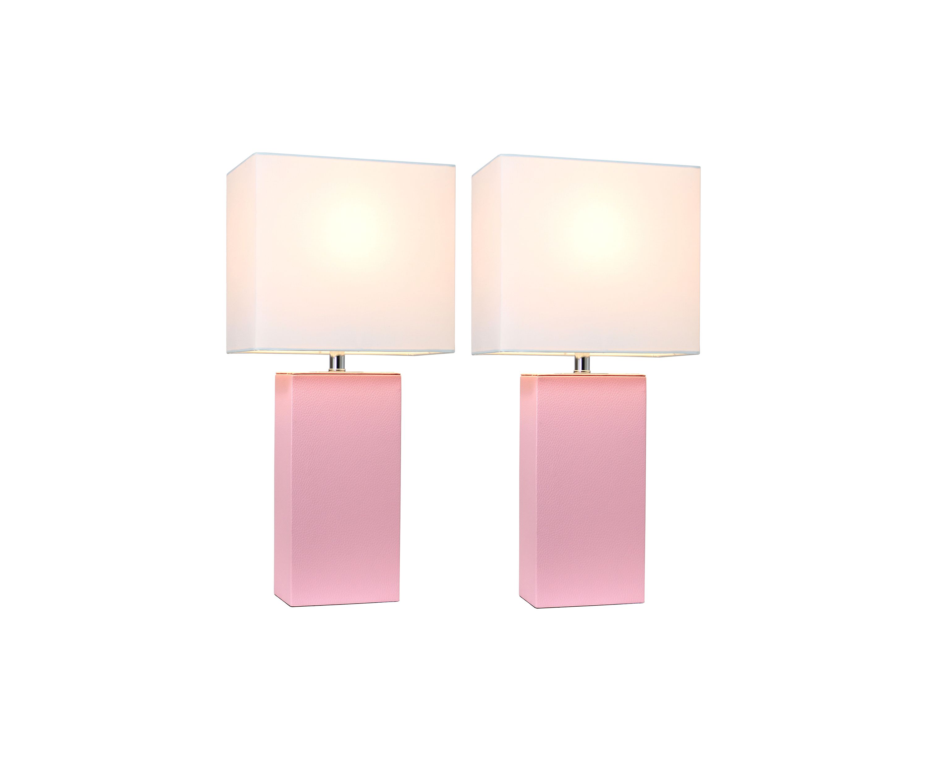 Set of 2 Modern Leather Table Lamps