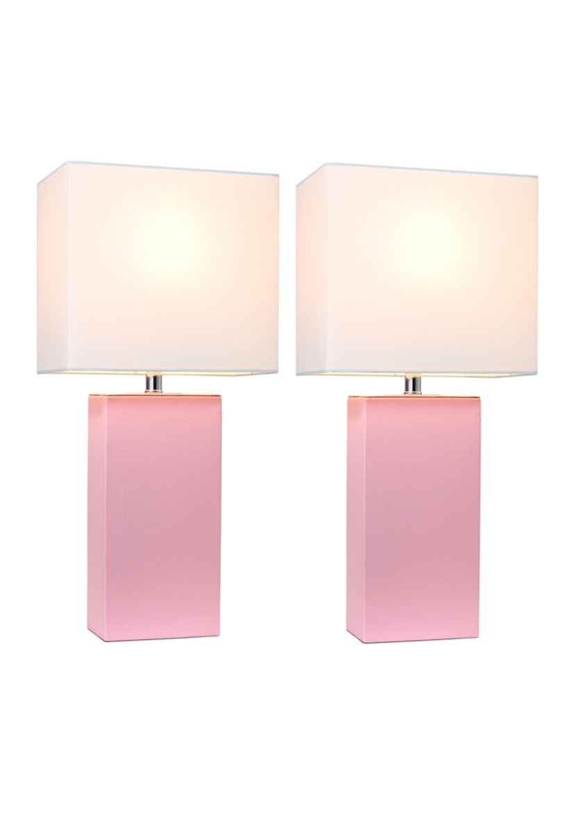 Set of 2 Modern Leather Table Lamps