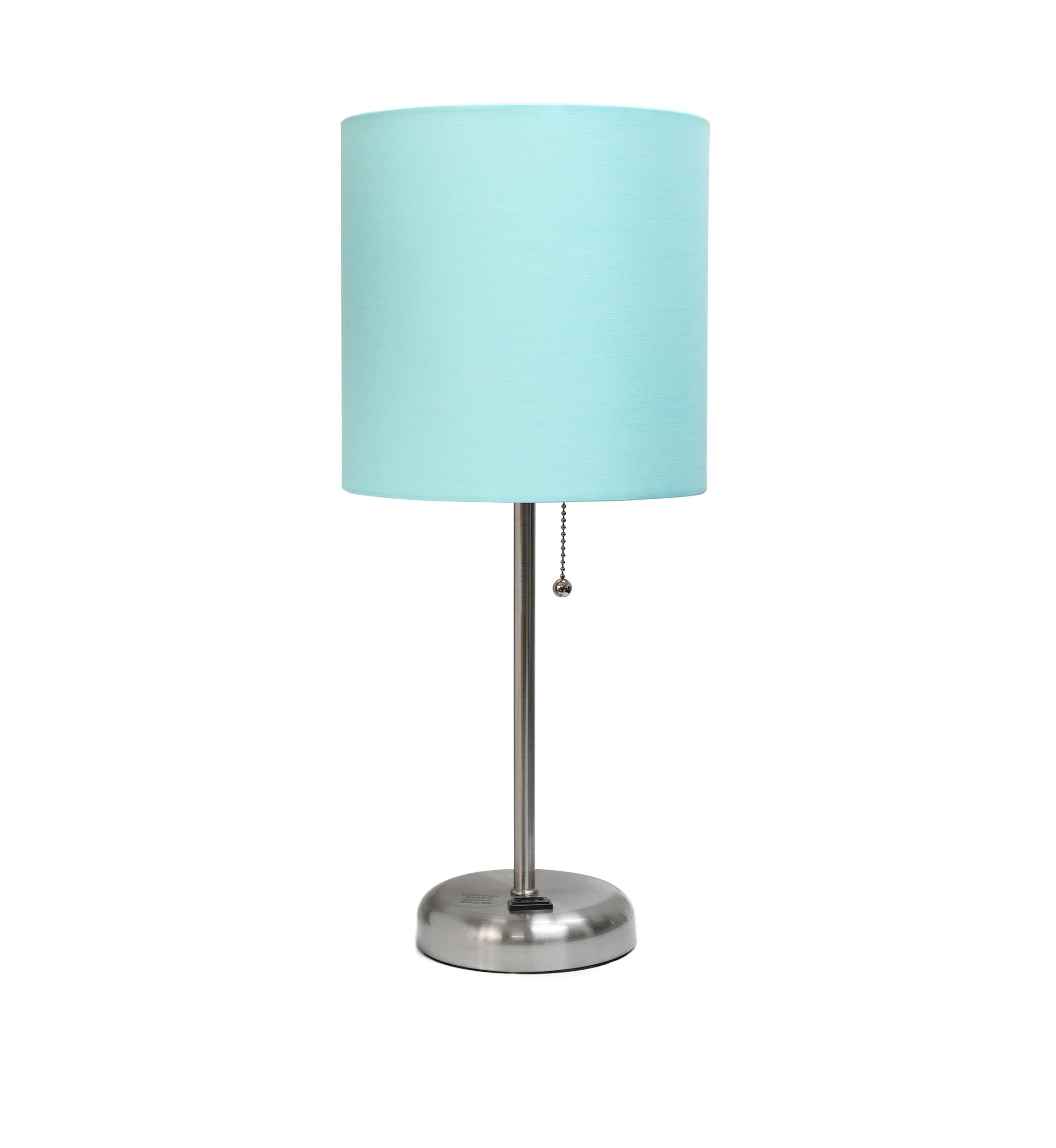 Stick Lamp with Charging Outlet and Fabric Shade 