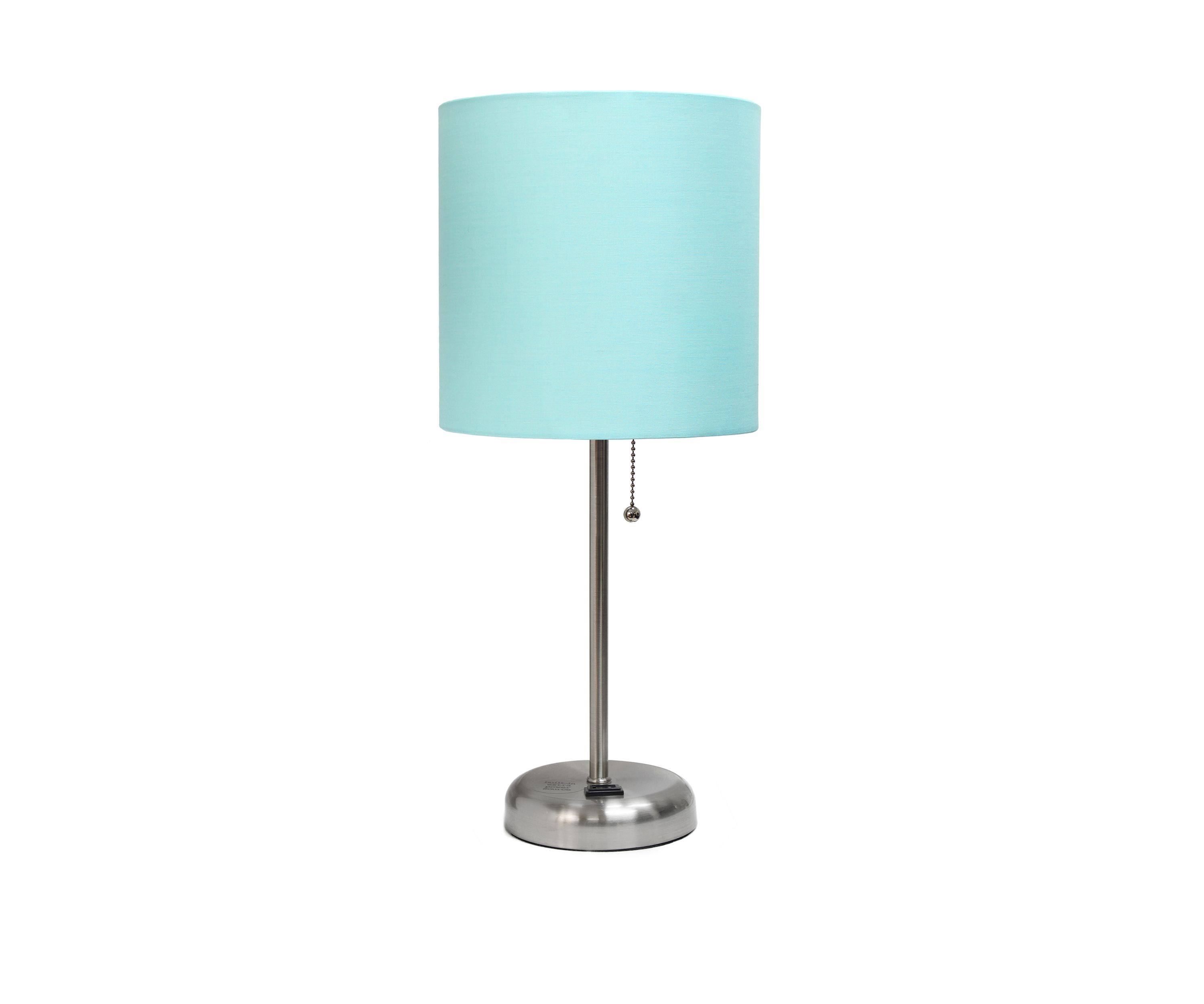 Stick Lamp with Charging Outlet and Fabric Shade 
