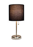 Stick Lamp with Charging Outlet and Fabric Shade 