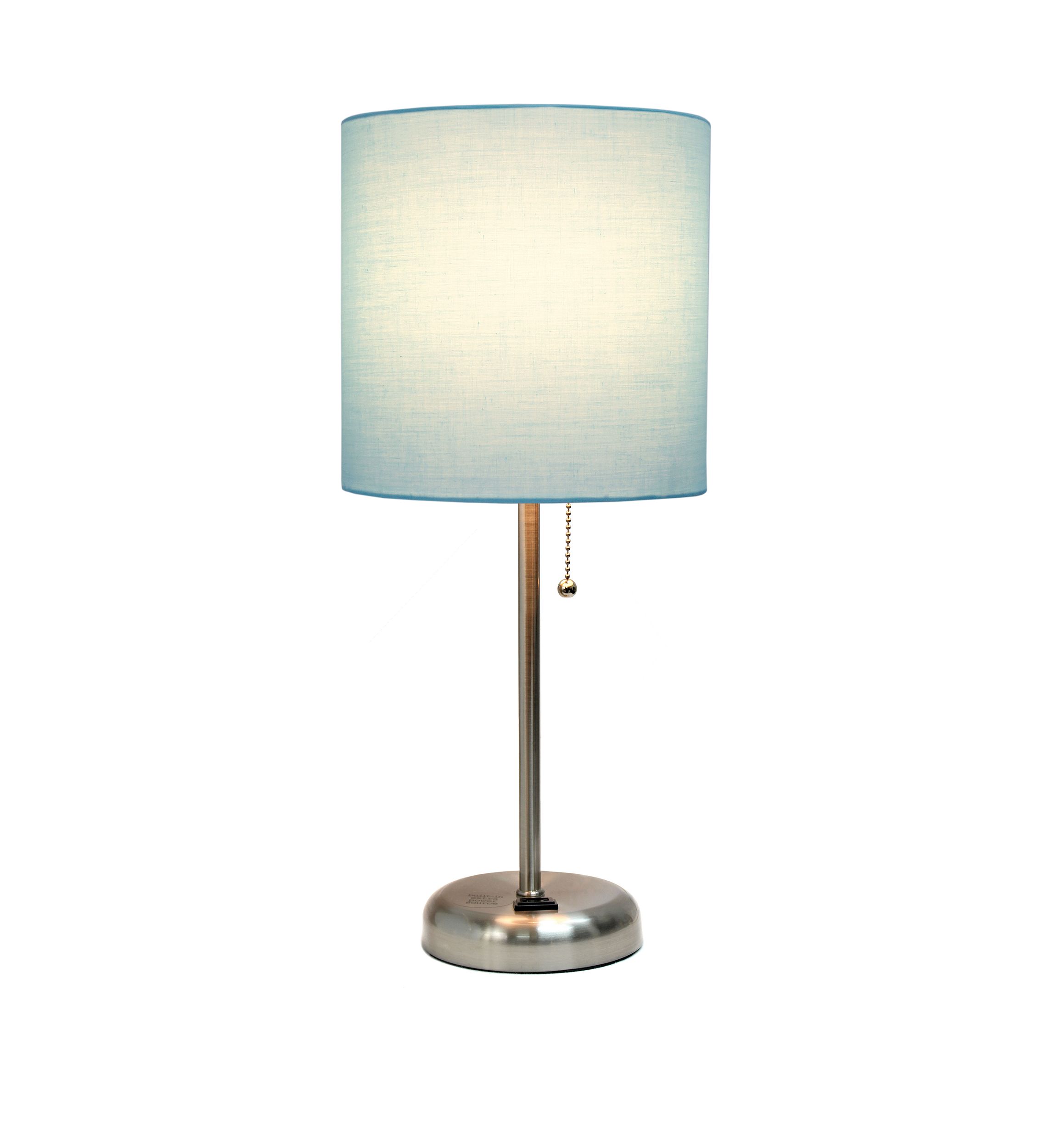 Stick Lamp with Charging Outlet and Fabric Shade 