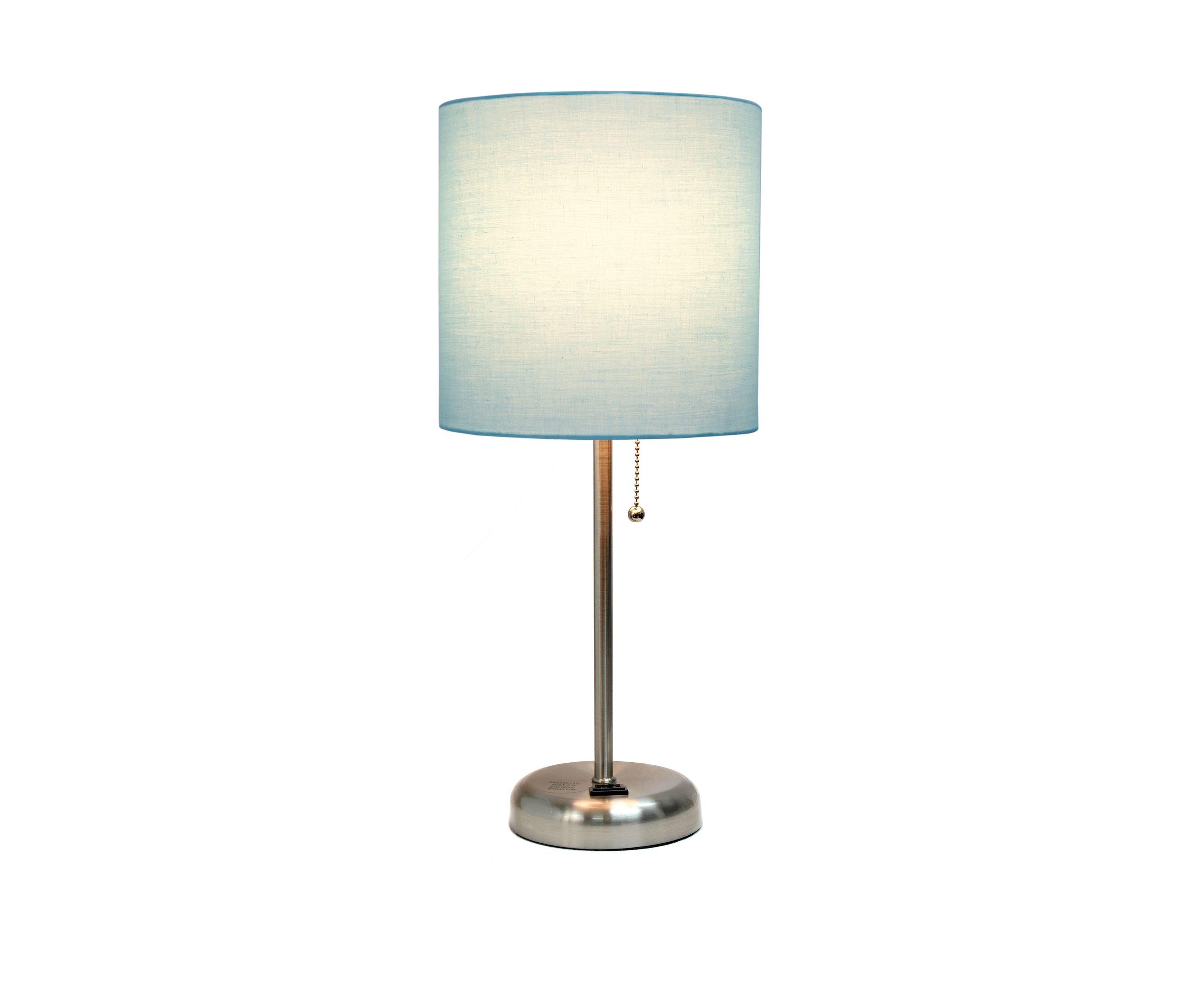 Stick Lamp with Charging Outlet and Fabric Shade 