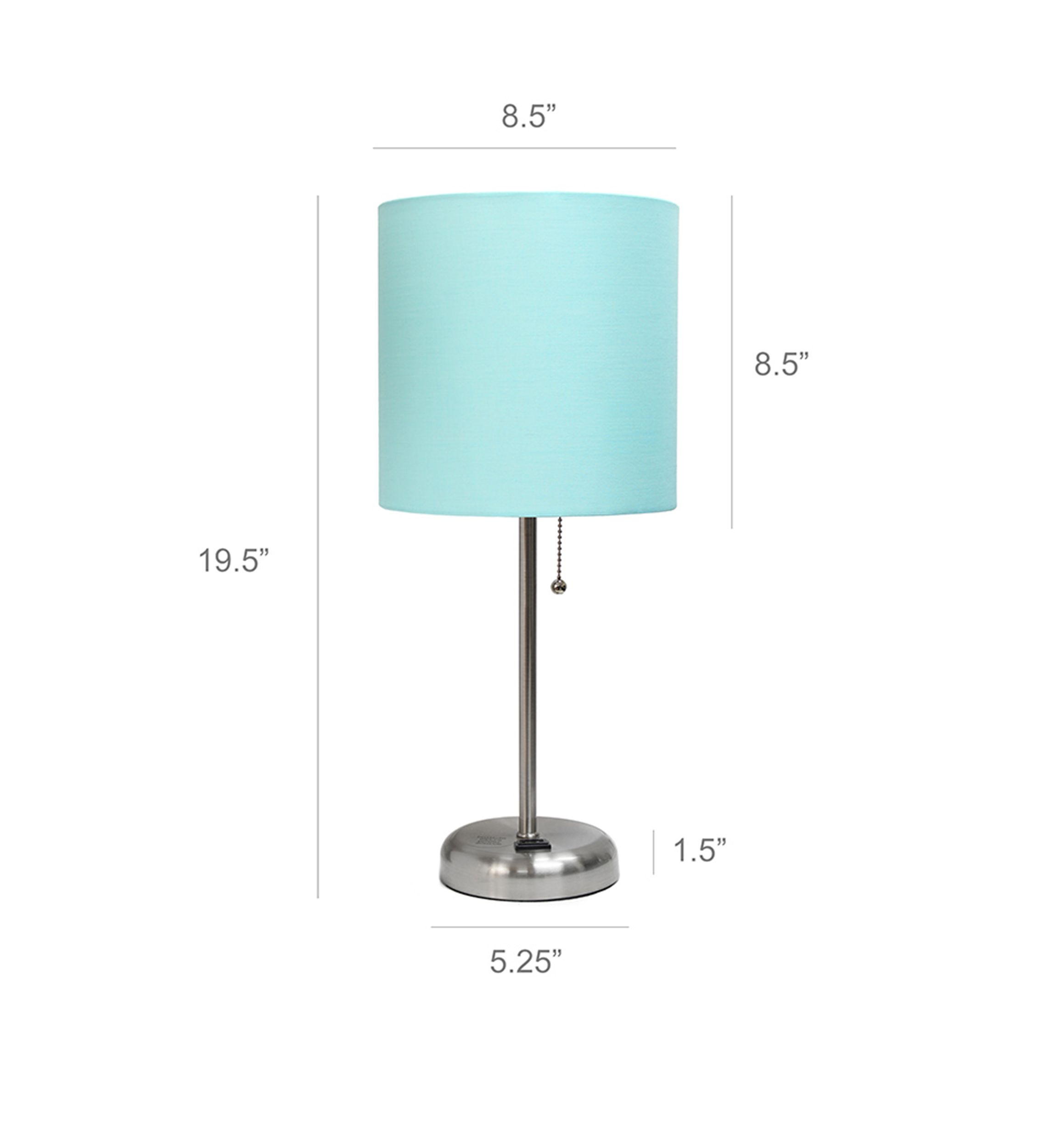 Stick Lamp with Charging Outlet and Fabric Shade 