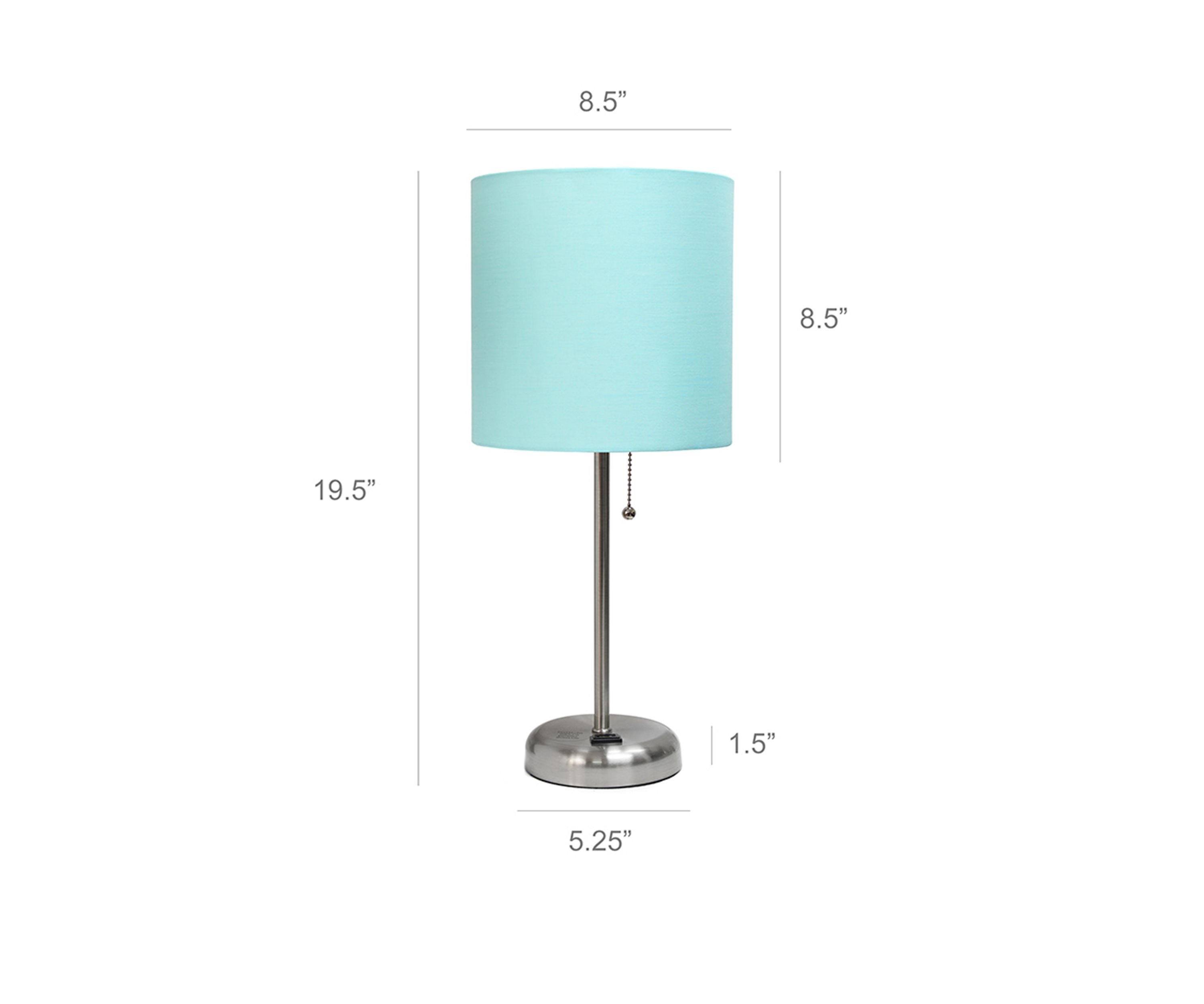 Stick Lamp with Charging Outlet and Fabric Shade 