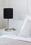 Stick Lamp with Charging Outlet and Fabric Shade 