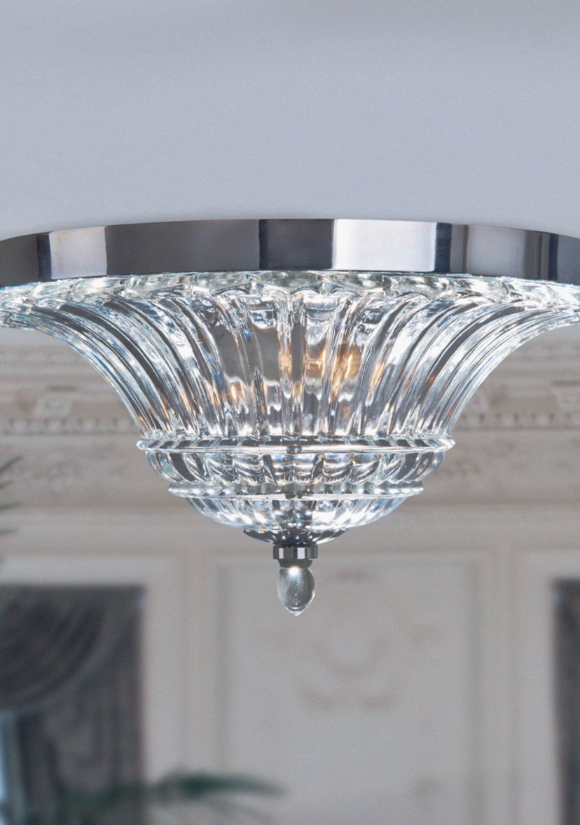 Two Light Glass Glacier Petal Flushmount Ceiling Light