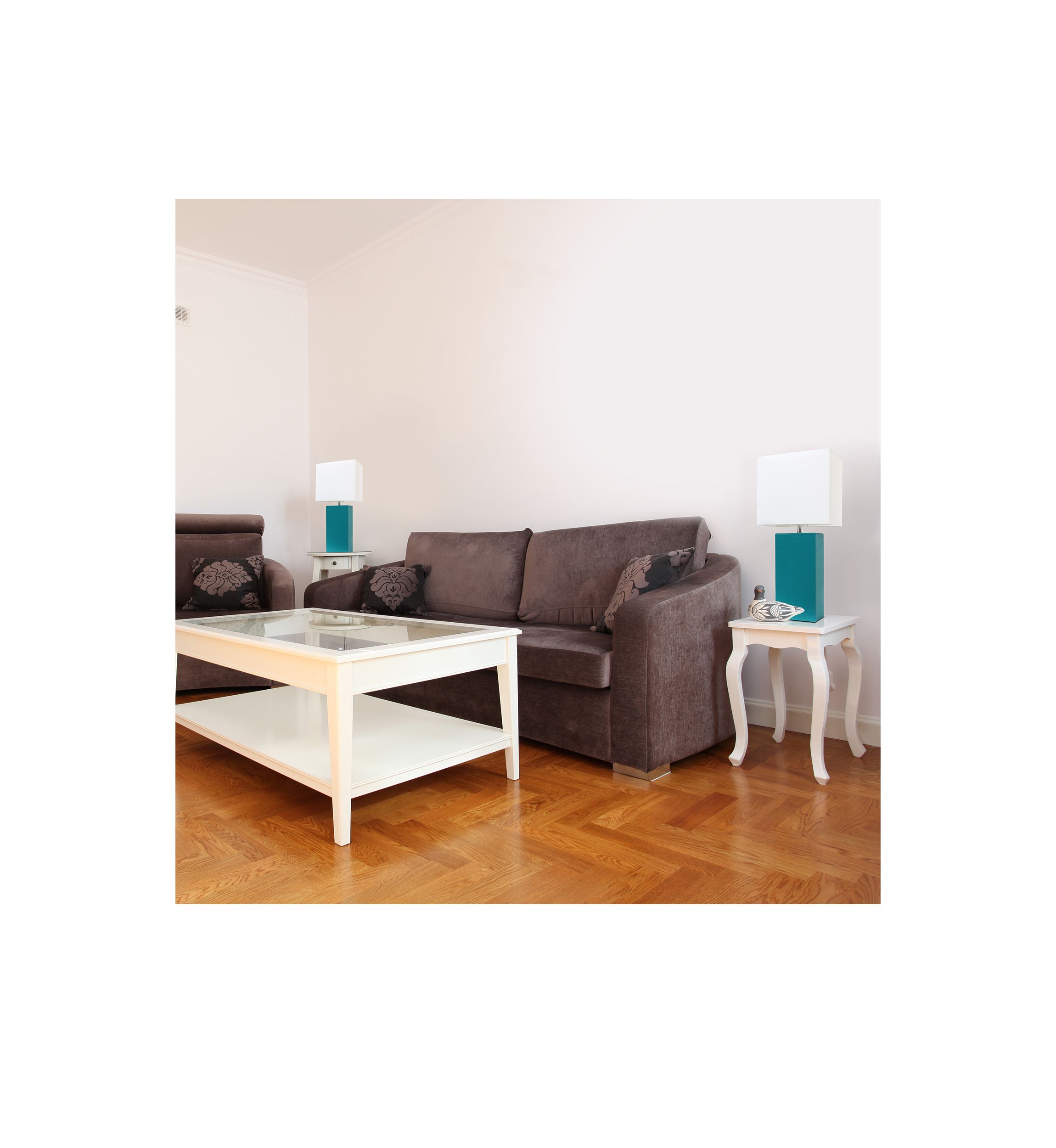 2 Pack Modern Leather Table Lamps with White Fabric Shades