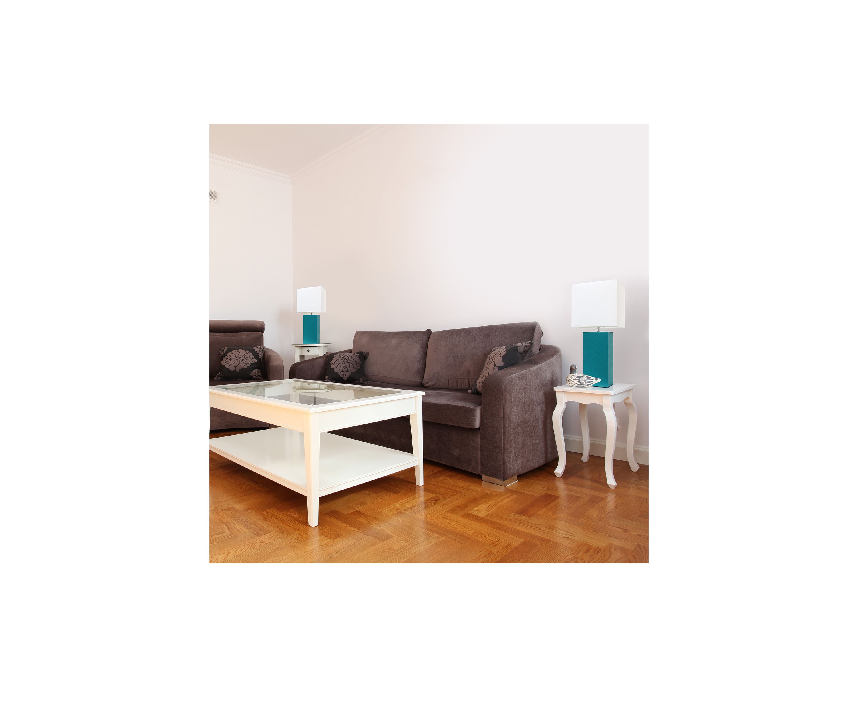 2 Pack Modern Leather Table Lamps with White Fabric Shades