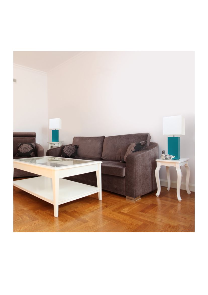 2 Pack Modern Leather Table Lamps with White Fabric Shades