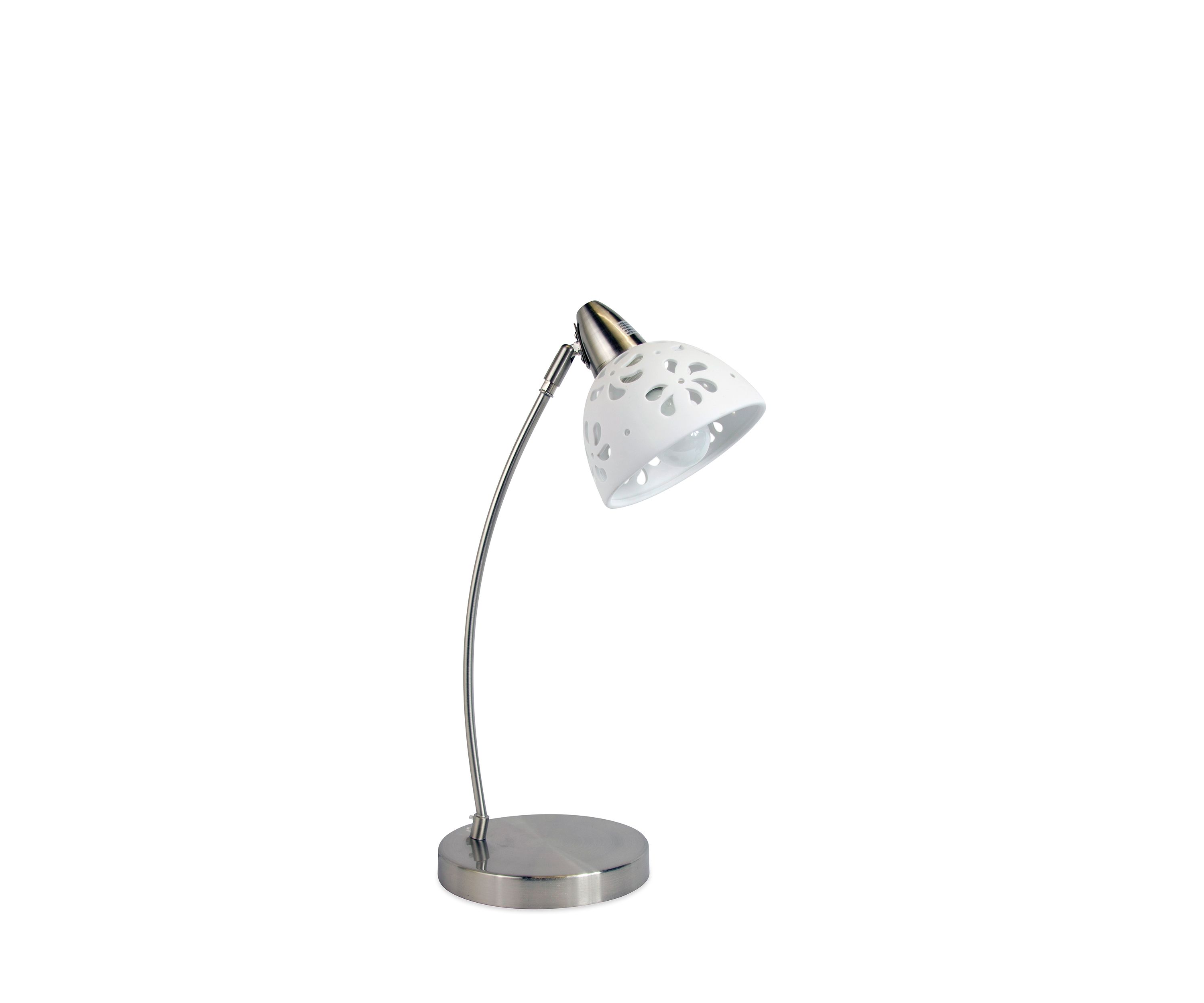 Brushed Nickel Desk Lamp With Porcelain Flower Shade