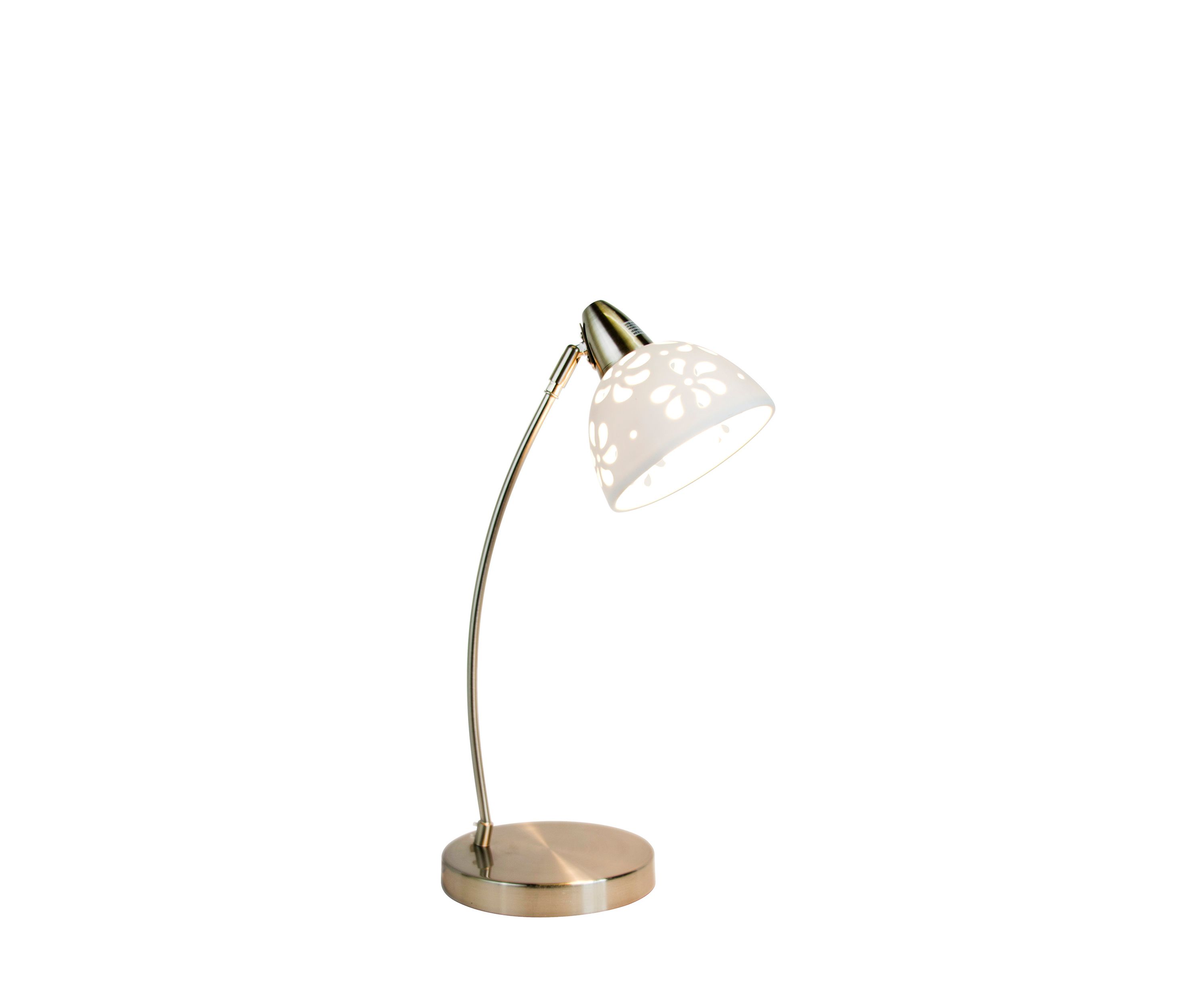 Brushed Nickel Desk Lamp With Porcelain Flower Shade