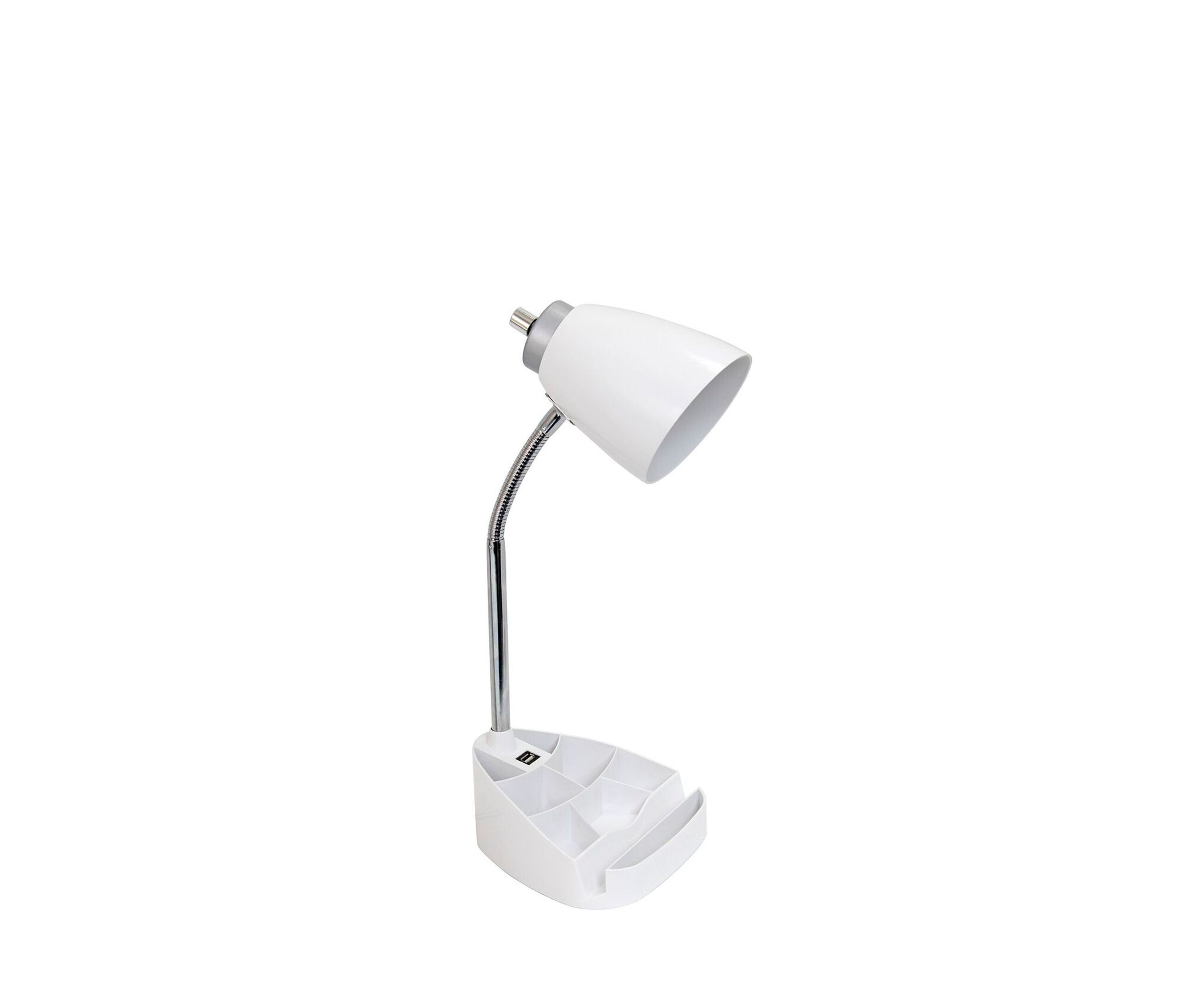 Gooseneck Organizer Desk Lamp with Holder and USB Port