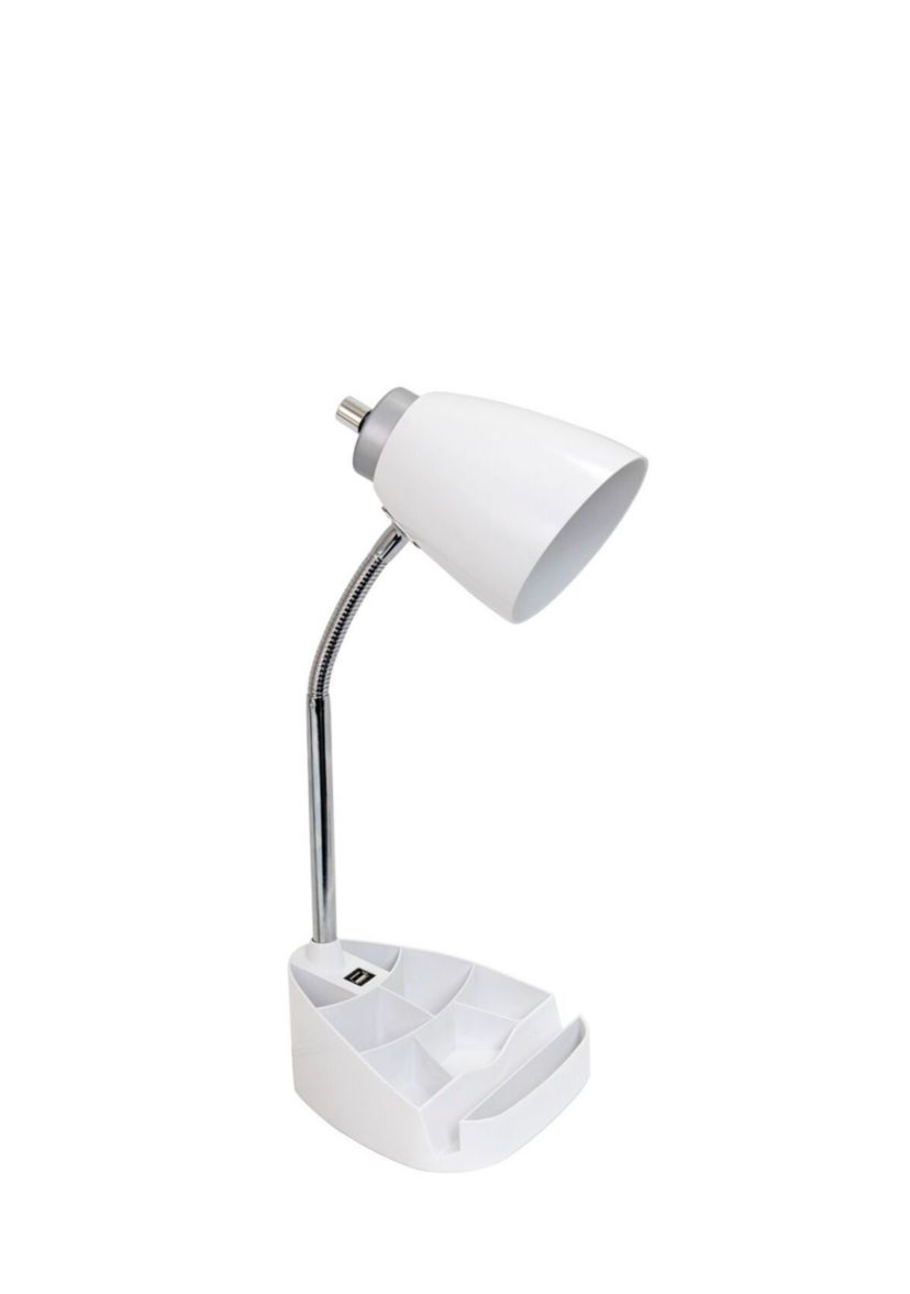 Gooseneck Organizer Desk Lamp with Holder and USB Port
