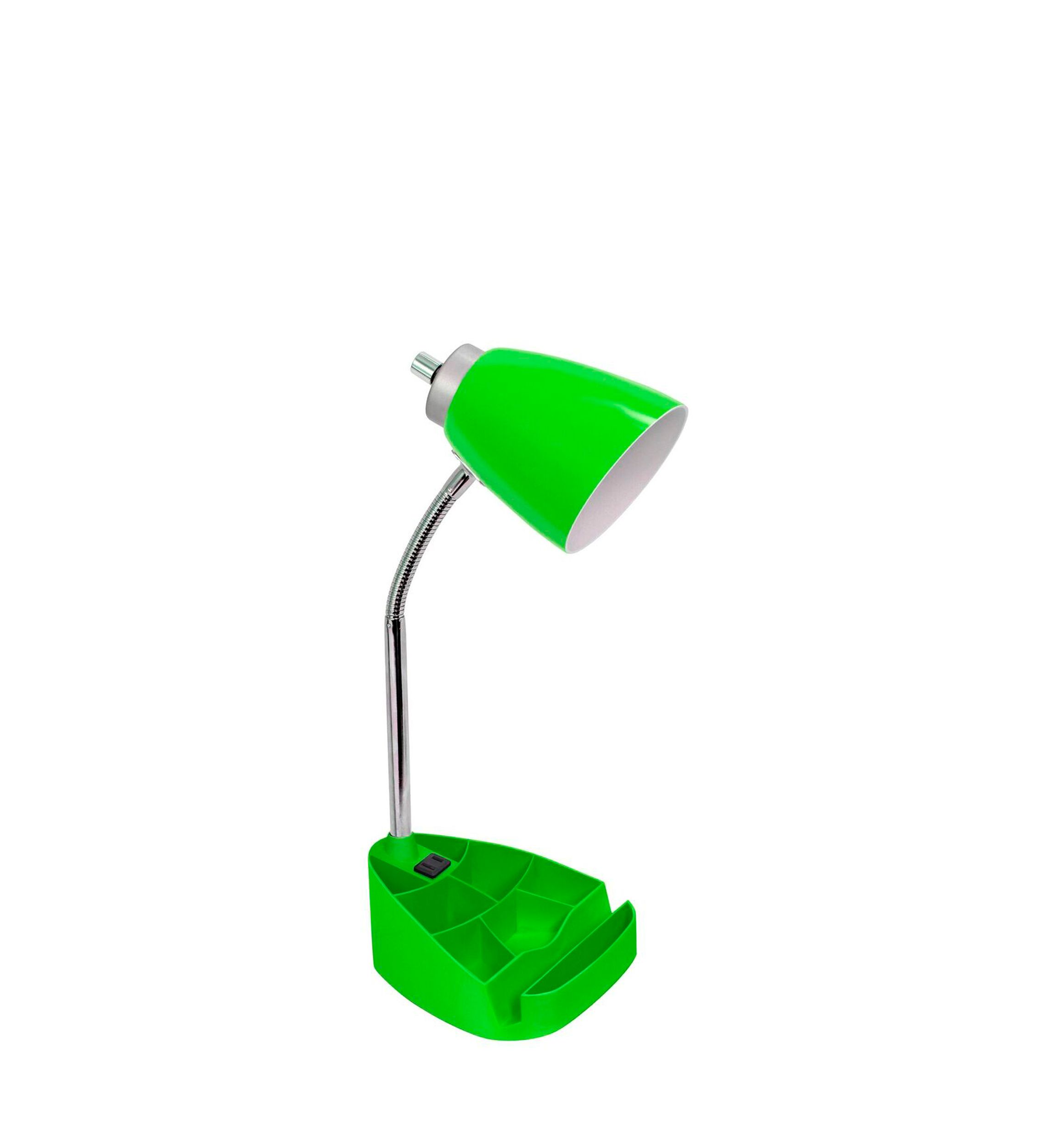 Gooseneck Organizer Desk Lamp with Holder and Charging Outlet