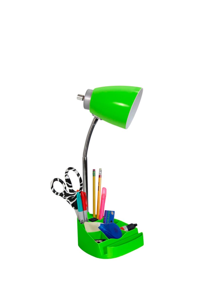 Gooseneck Organizer Desk Lamp with Holder and Charging Outlet