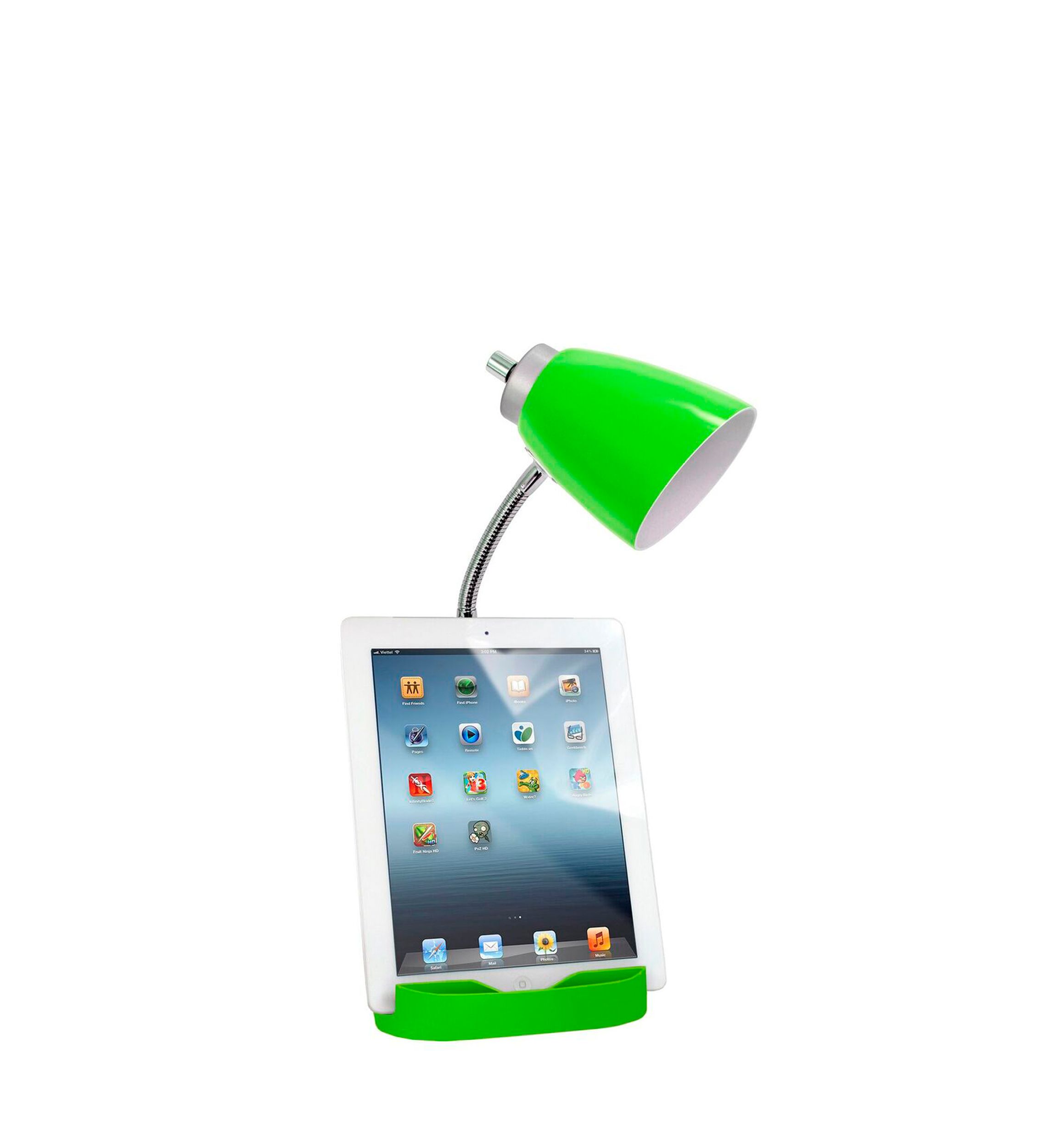 Gooseneck Organizer Desk Lamp with Holder and Charging Outlet