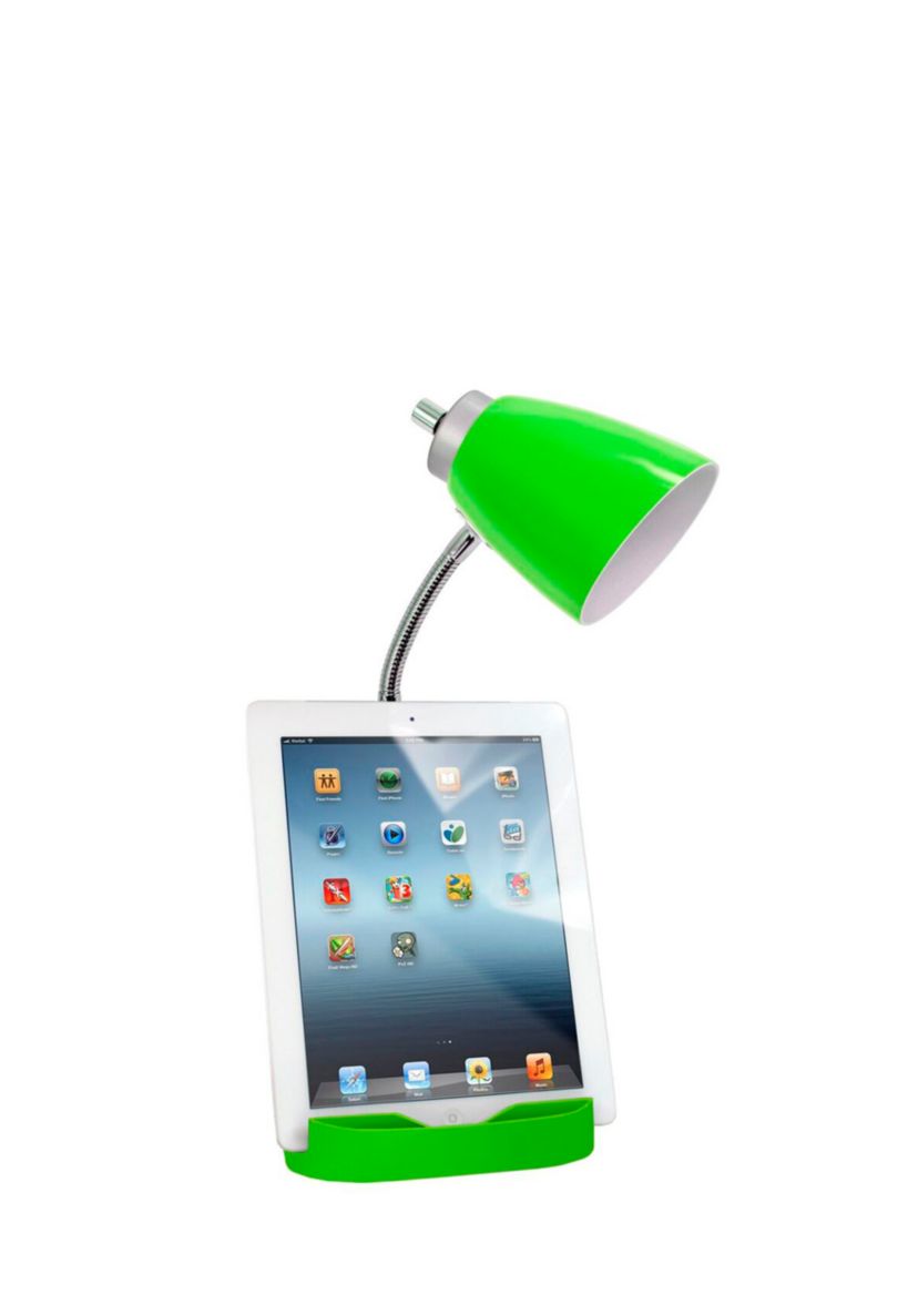 Gooseneck Organizer Desk Lamp with Holder and Charging Outlet