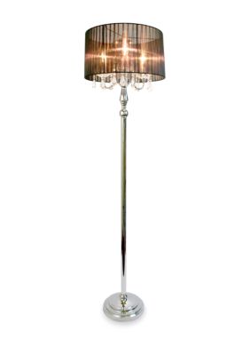 Trendy Romantic Sheer Shade Floor Lamp With Hanging Crystals