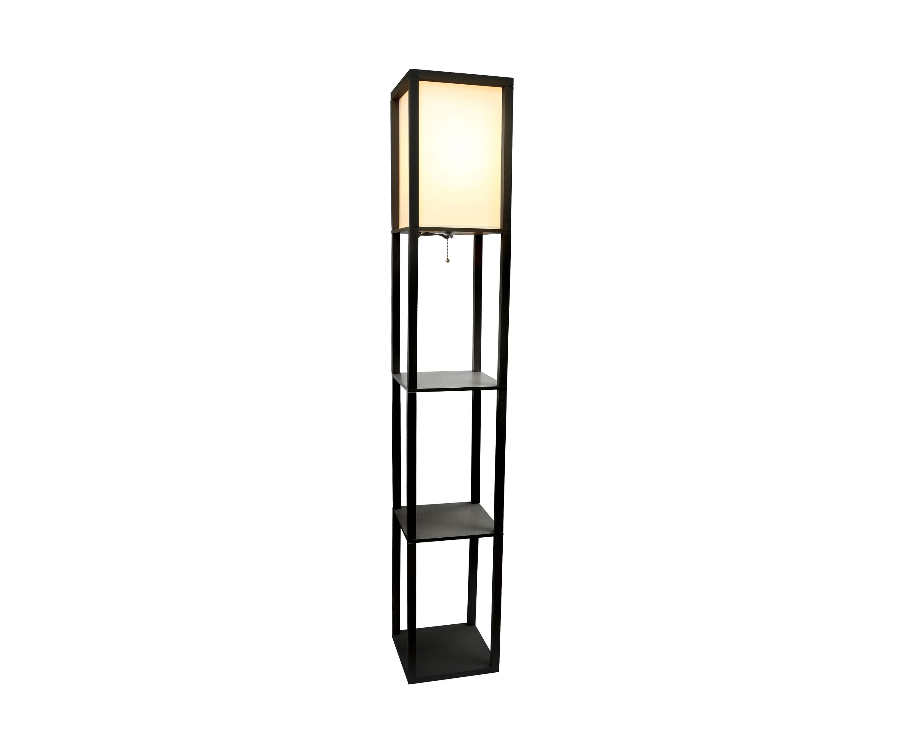 Floor Lamp Etagere Organizer Storage Shelf with Linen Shade