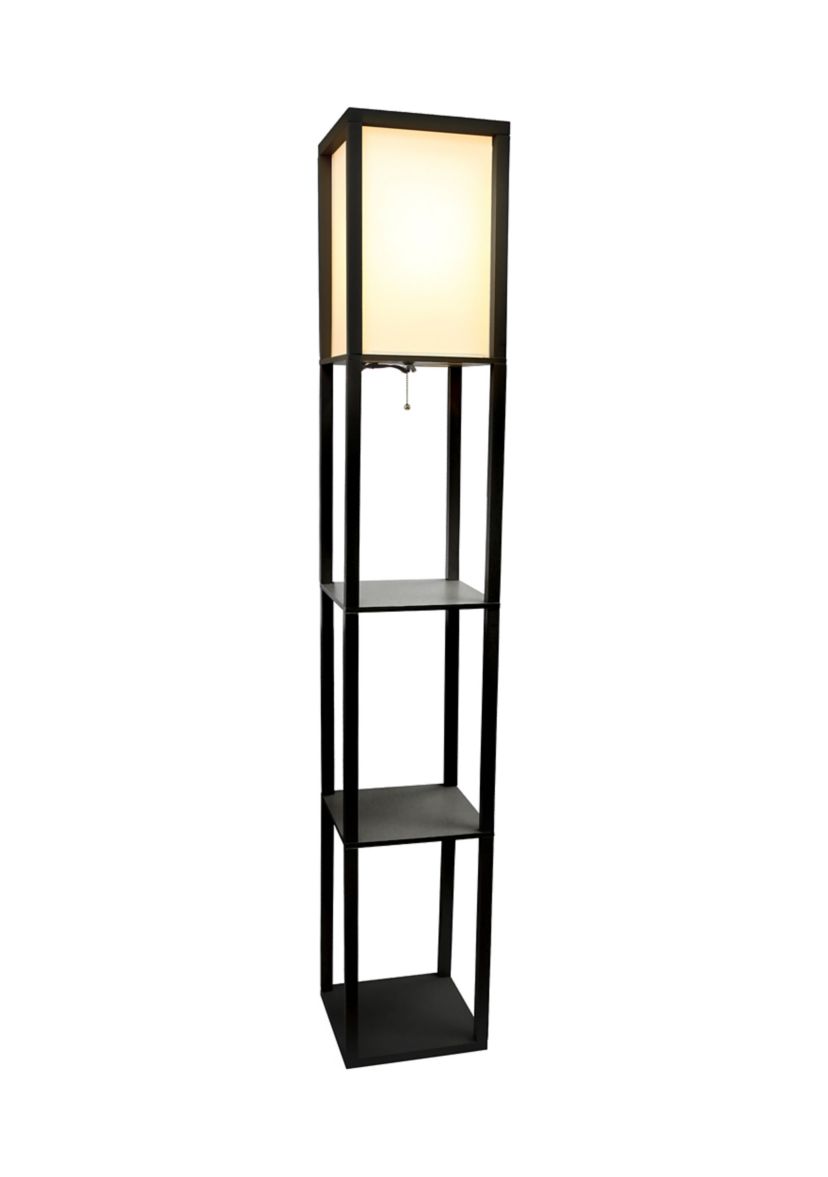 Floor Lamp Etagere Organizer Storage Shelf with Linen Shade