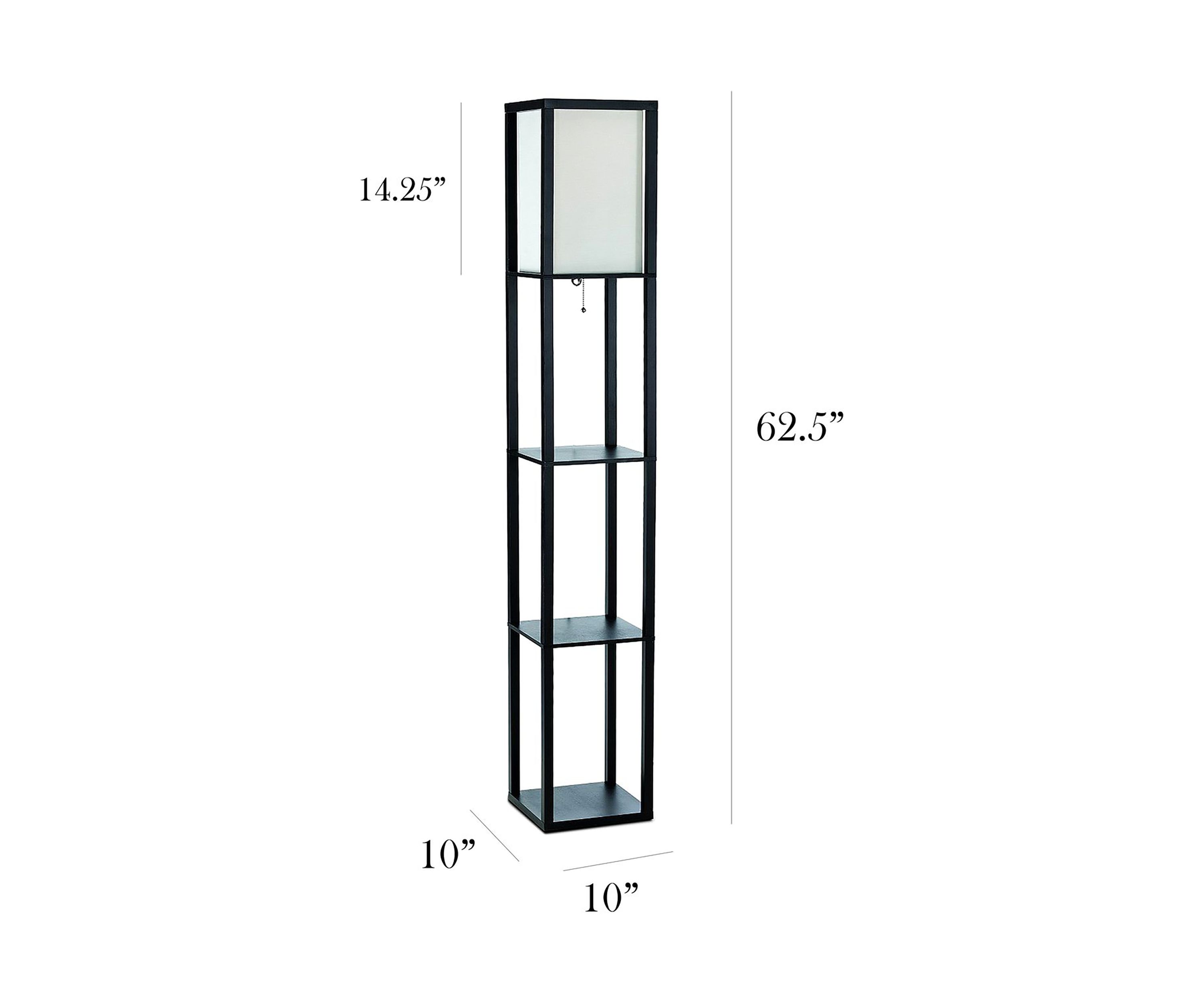 Floor Lamp Etagere Organizer Storage Shelf with Linen Shade